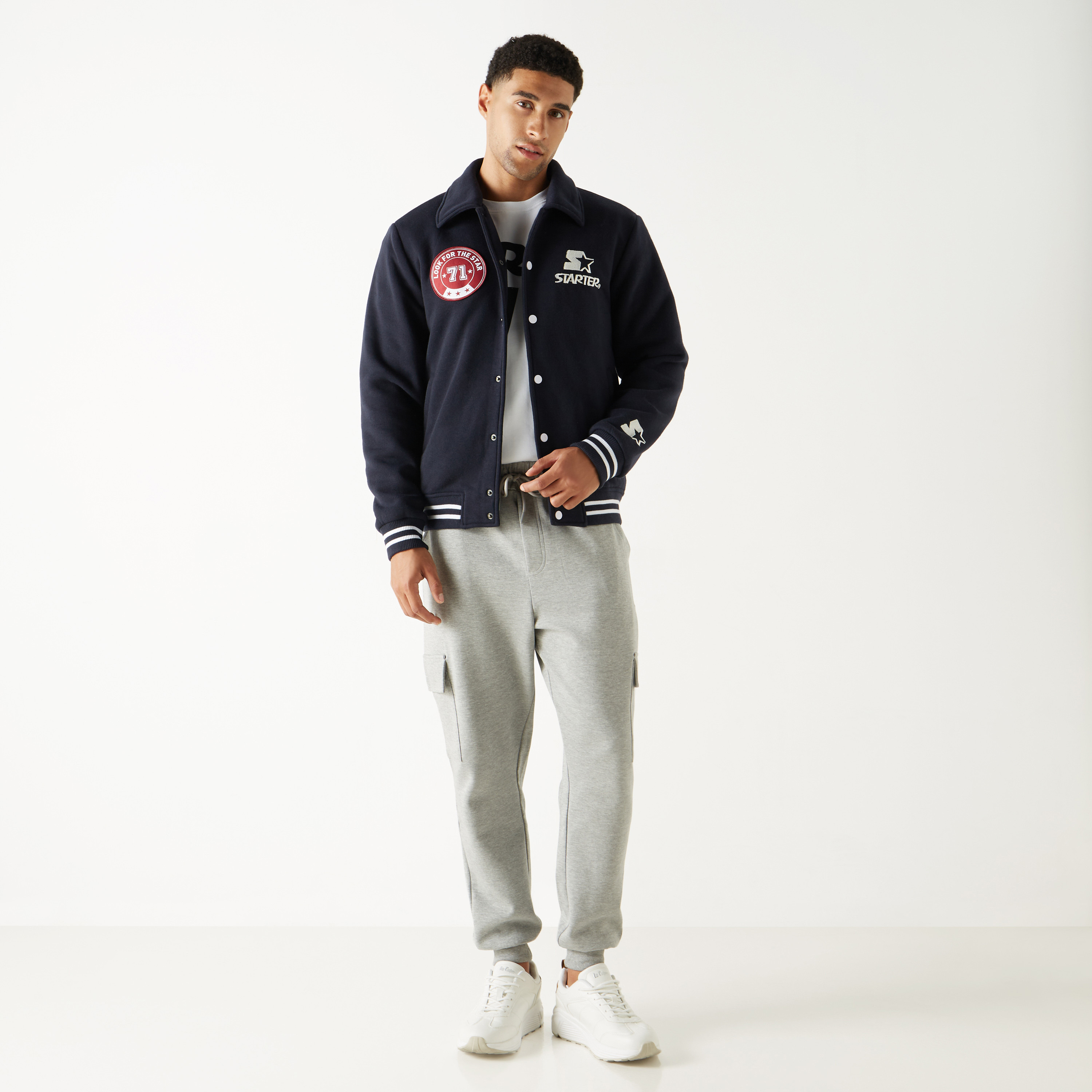 Starter Logo Detail Button Up Varsity Jacket with Long Sleeves-men-clothing-jacketsandblazers-jackets-image-2