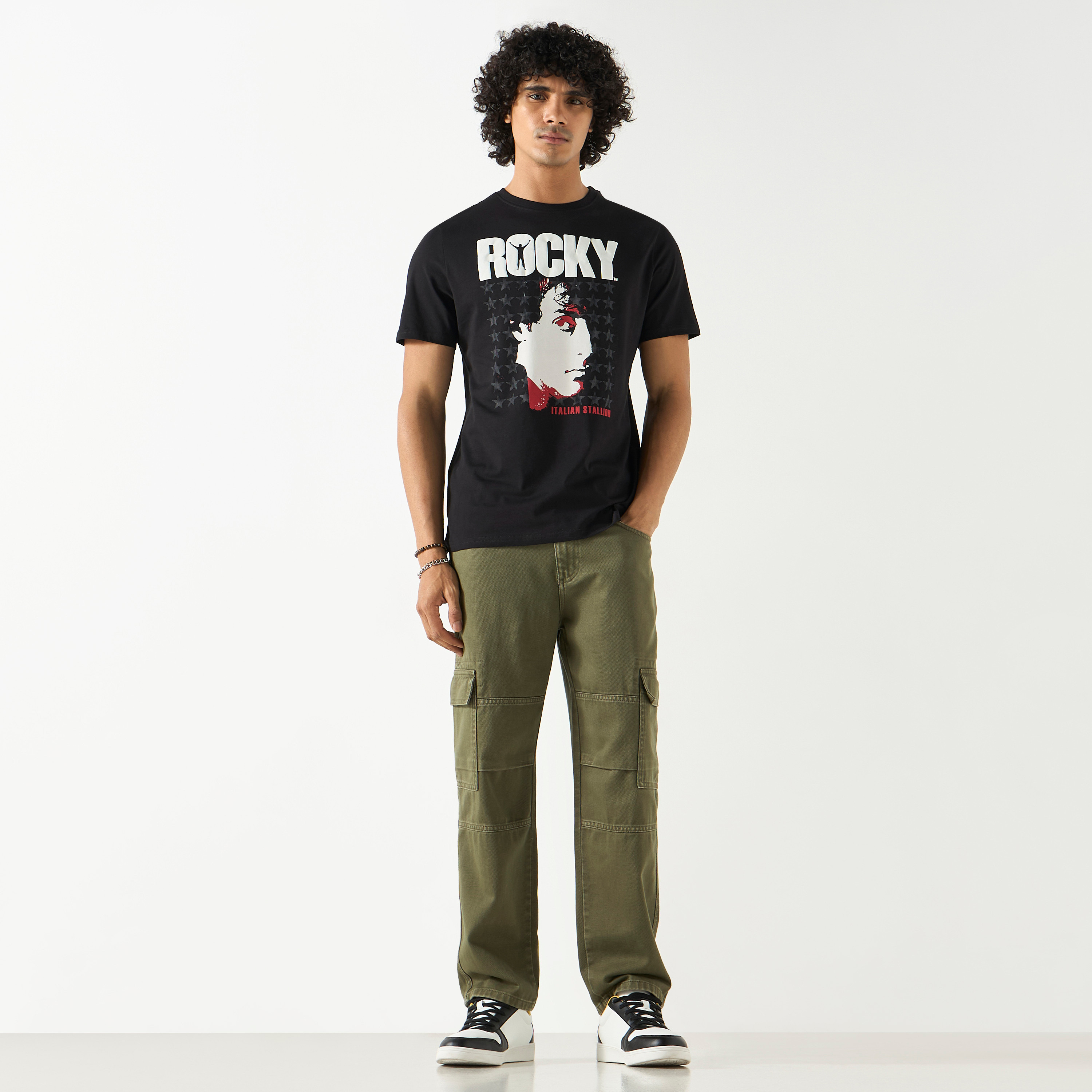 Rocky Graphic Print T-shirt with Crew Neck and Short Sleeves-men-clothing-tshirtsandpolos-tshirts-image-2
