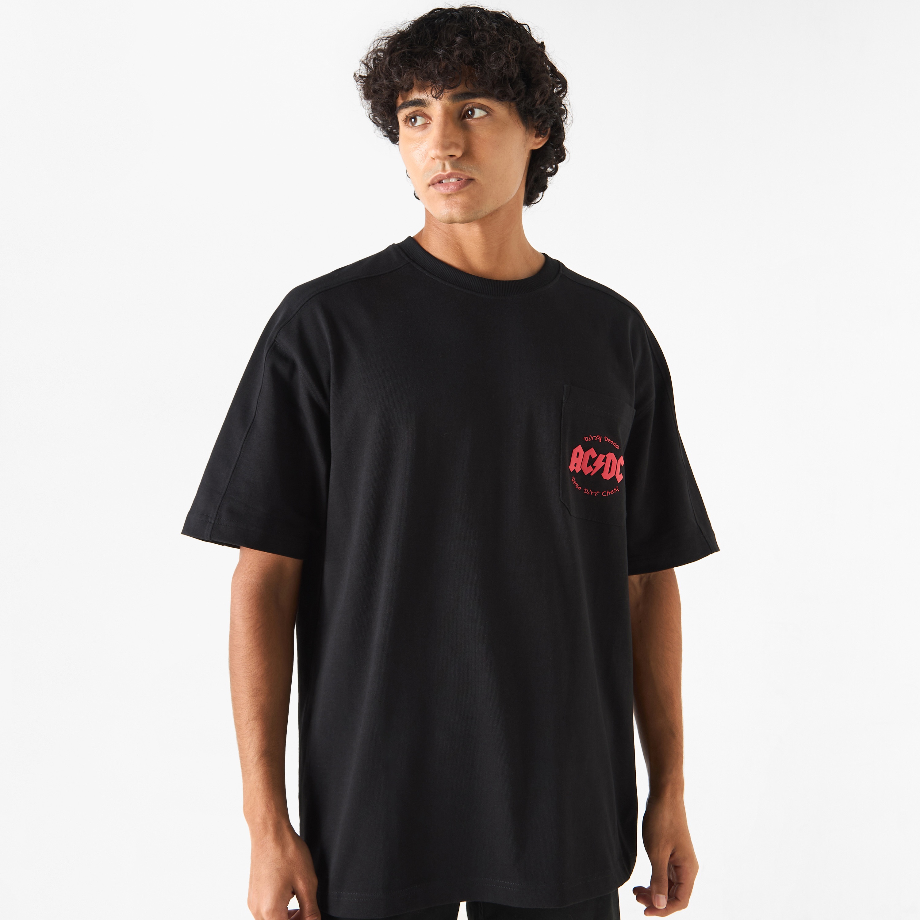 ACDC Print Crew Neck T-shirt with Short Sleeves and Chest Pocket-men-clothing-tshirtsandpolos-tshirts-image-1