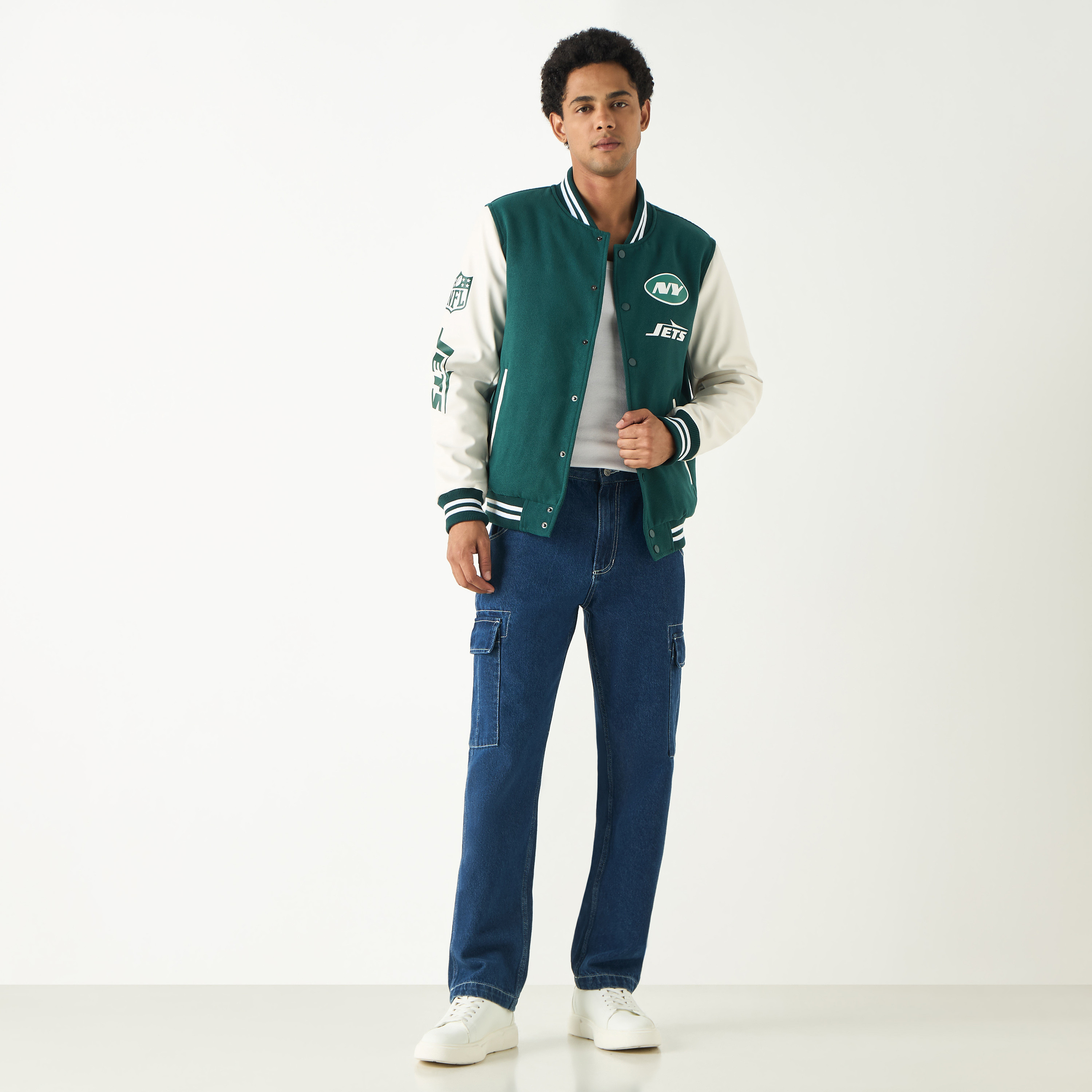 Shop The New York Jets Print Button Through Jacket with