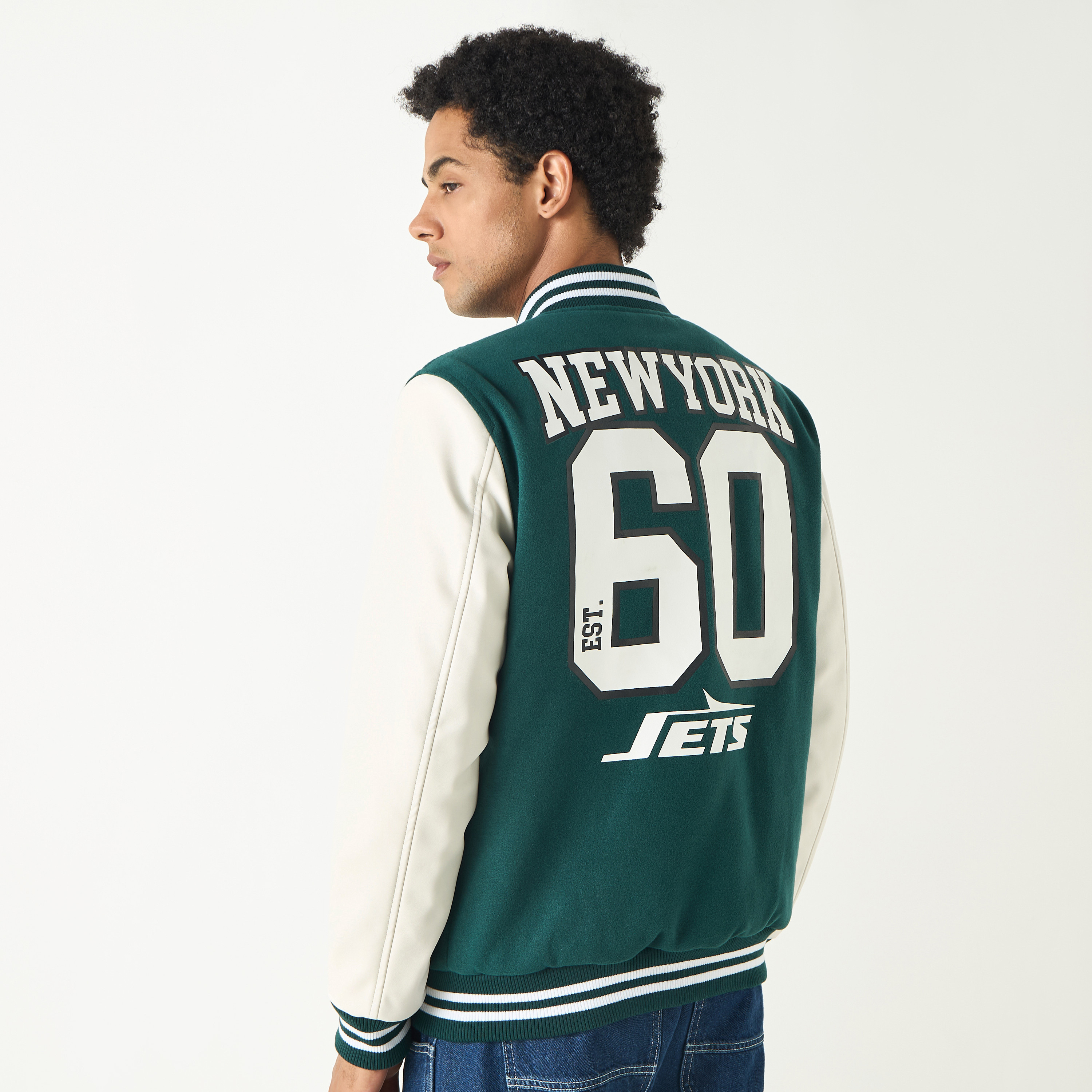 Shop The New York Jets Print Button Through Jacket with