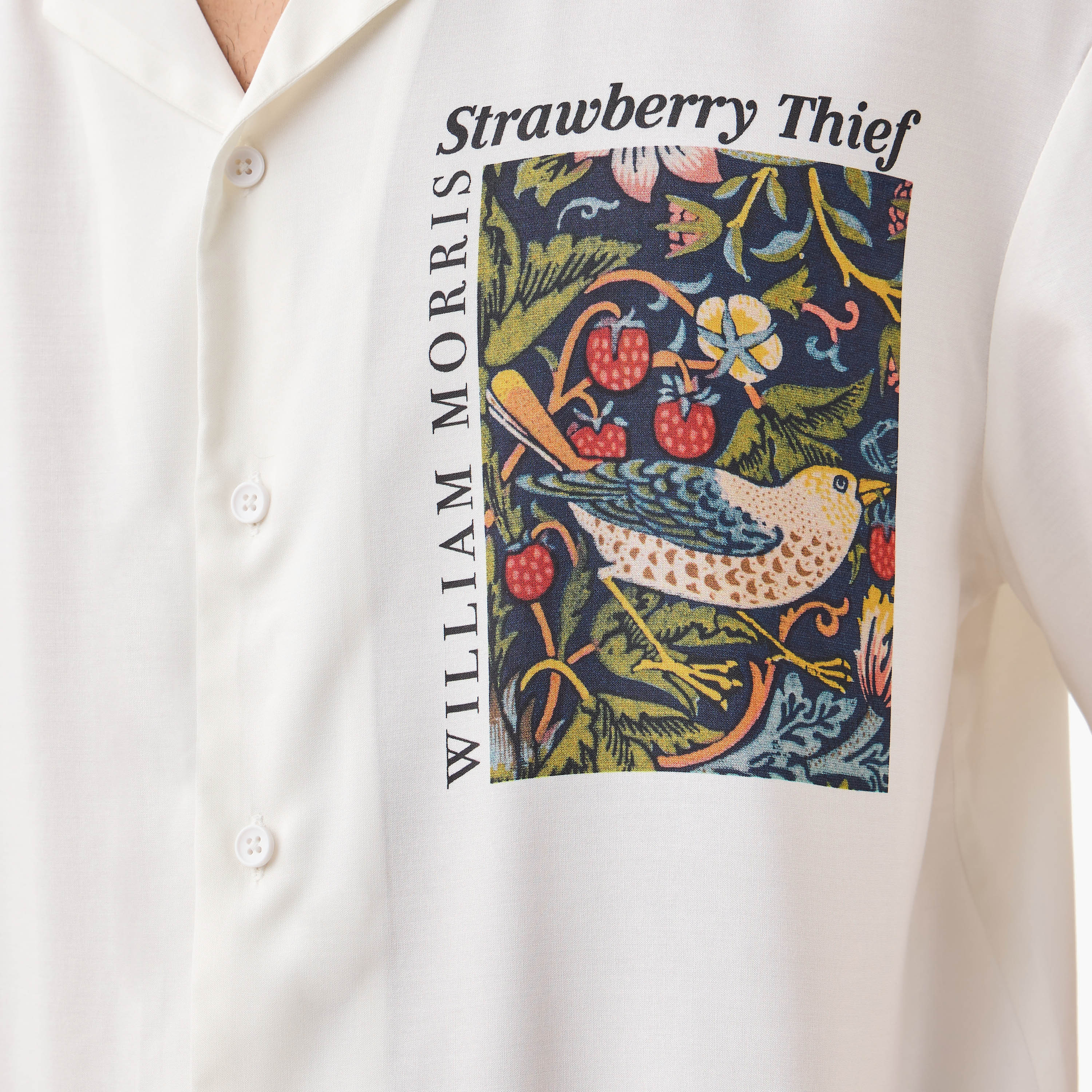 William Morris Strawberry Thief Print Relaxed Fit Shirt with Camp Collar-men-clothing-shirts-image-7