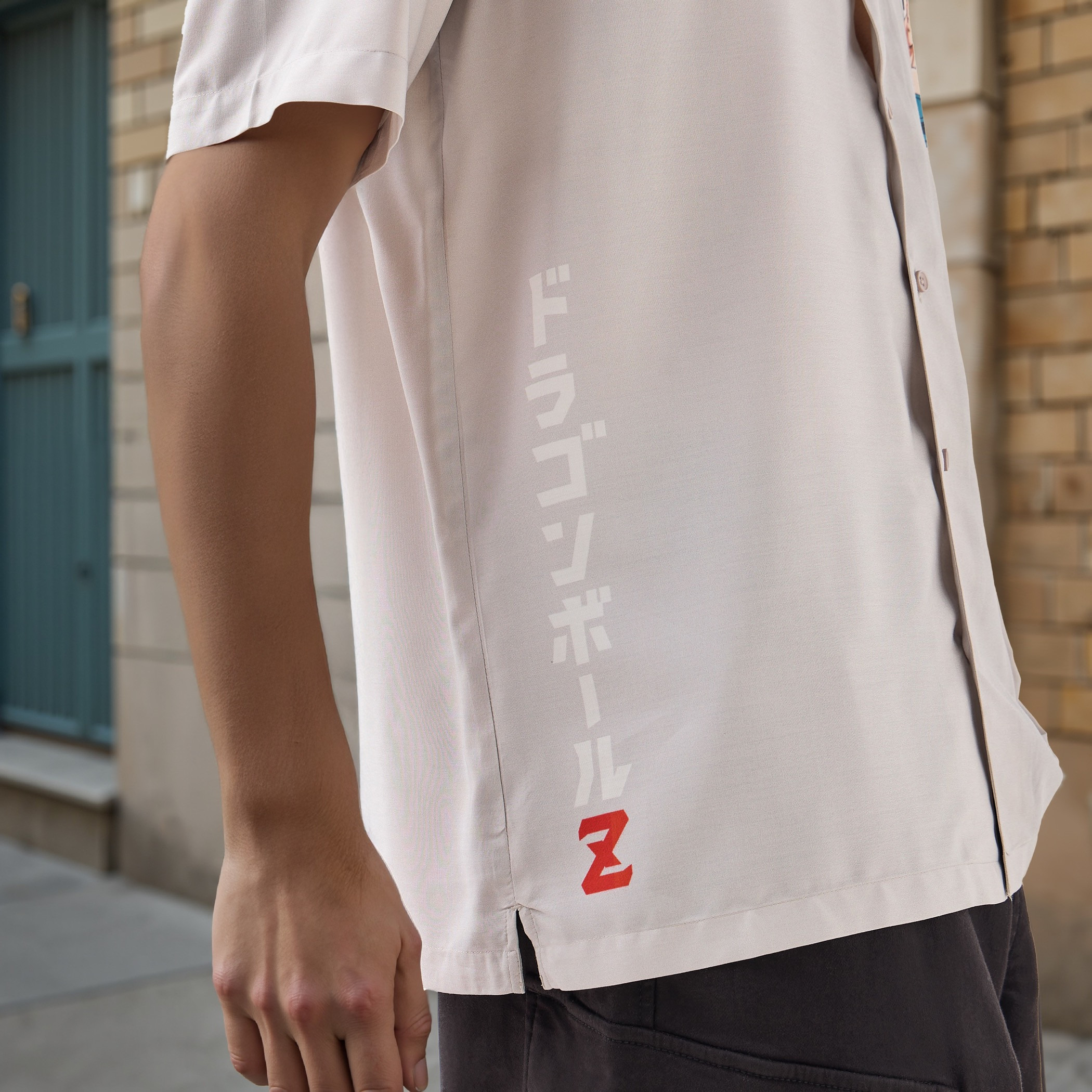 Goku Print Relaxed Fit Linen Blend Shirt with Camp Collar and Short Sleeves-men-clothing-shirts-image-5
