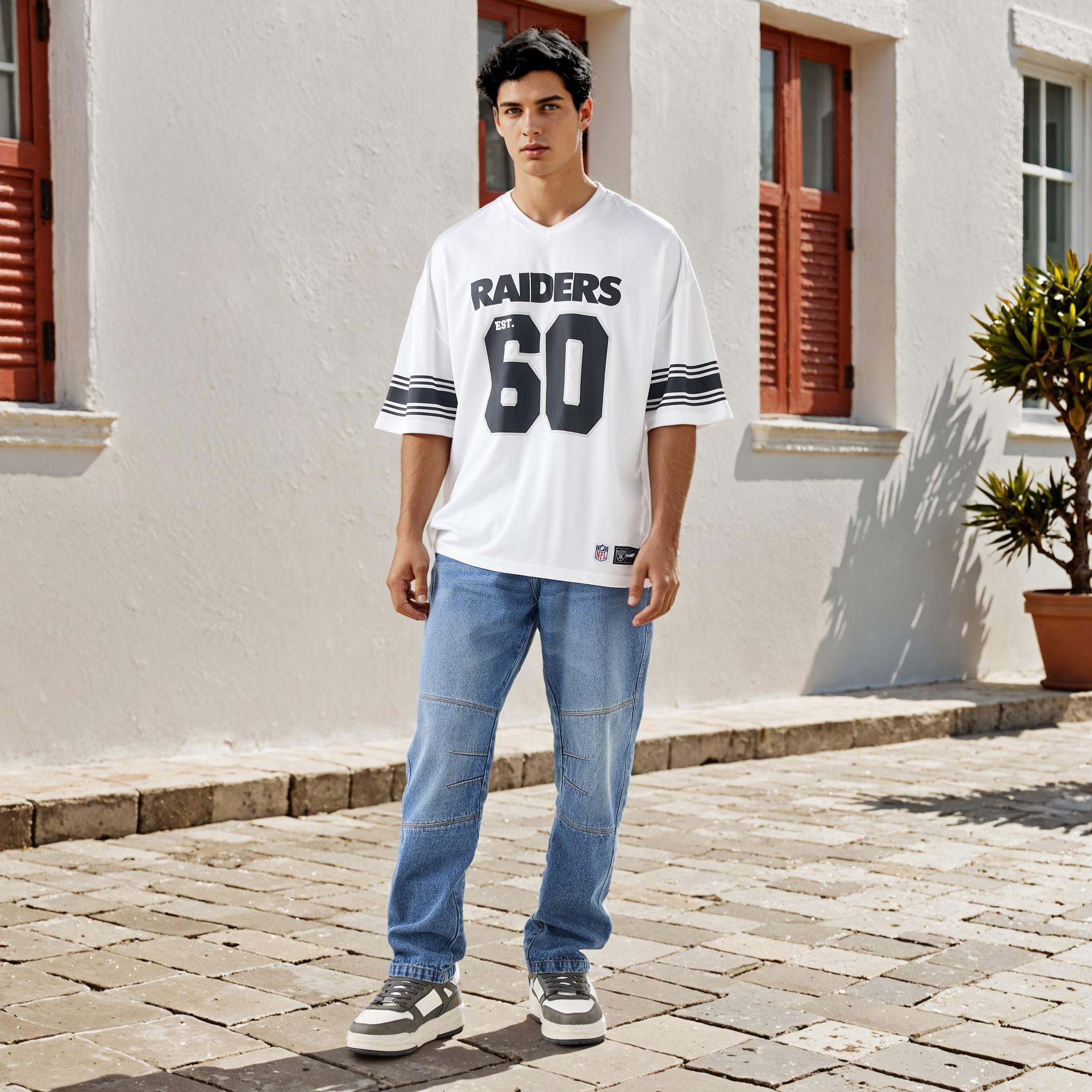 Raiders Print V-neck T-shirt with Short Sleeves-men-clothing-tshirtsandpolos-tshirts-image-2
