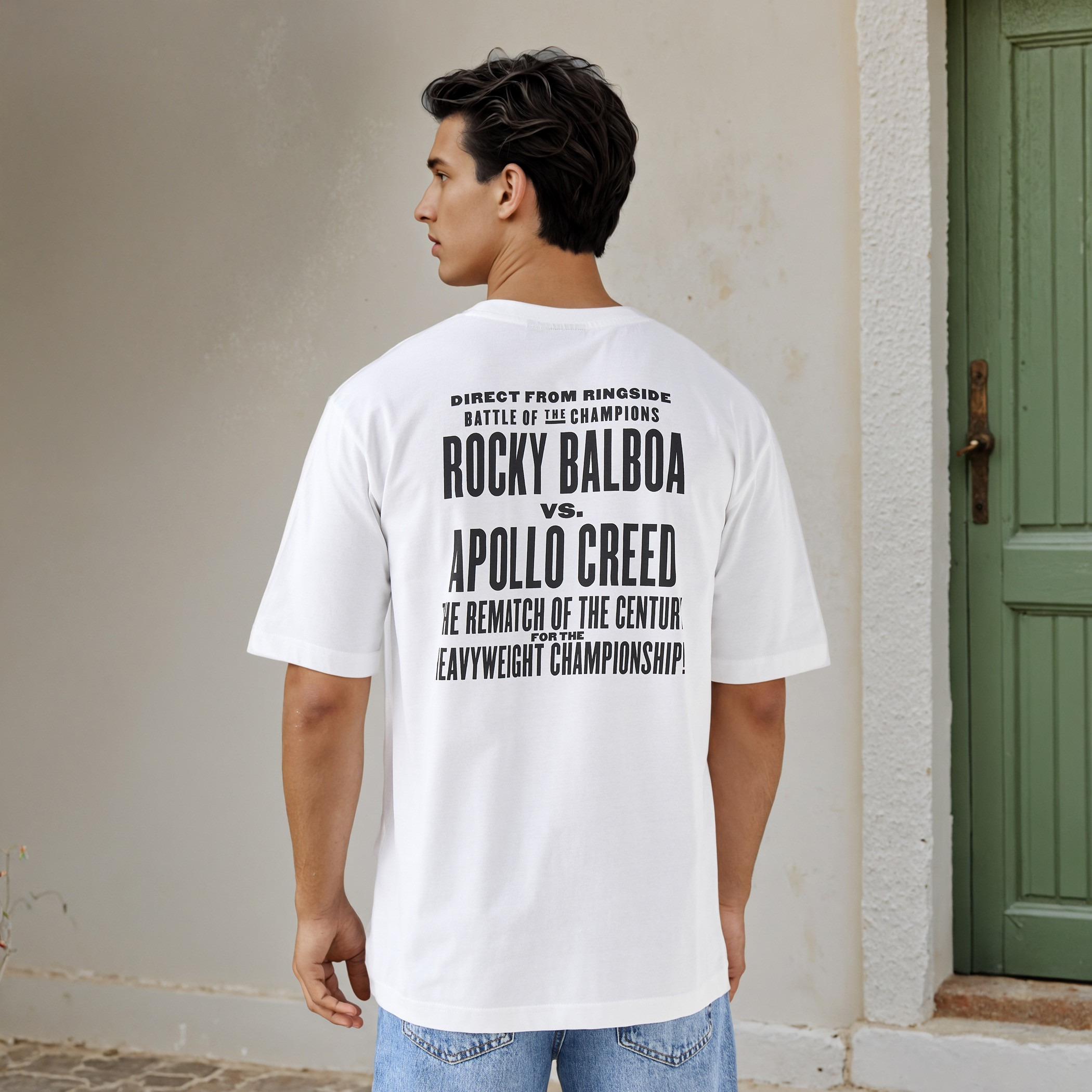 تيشيرت بقصة مريحة وياقة ضيقة وأكمام قصيرة وطبعات للرجال-men-clothing-tshirtsandpolos-tshirts-image-3