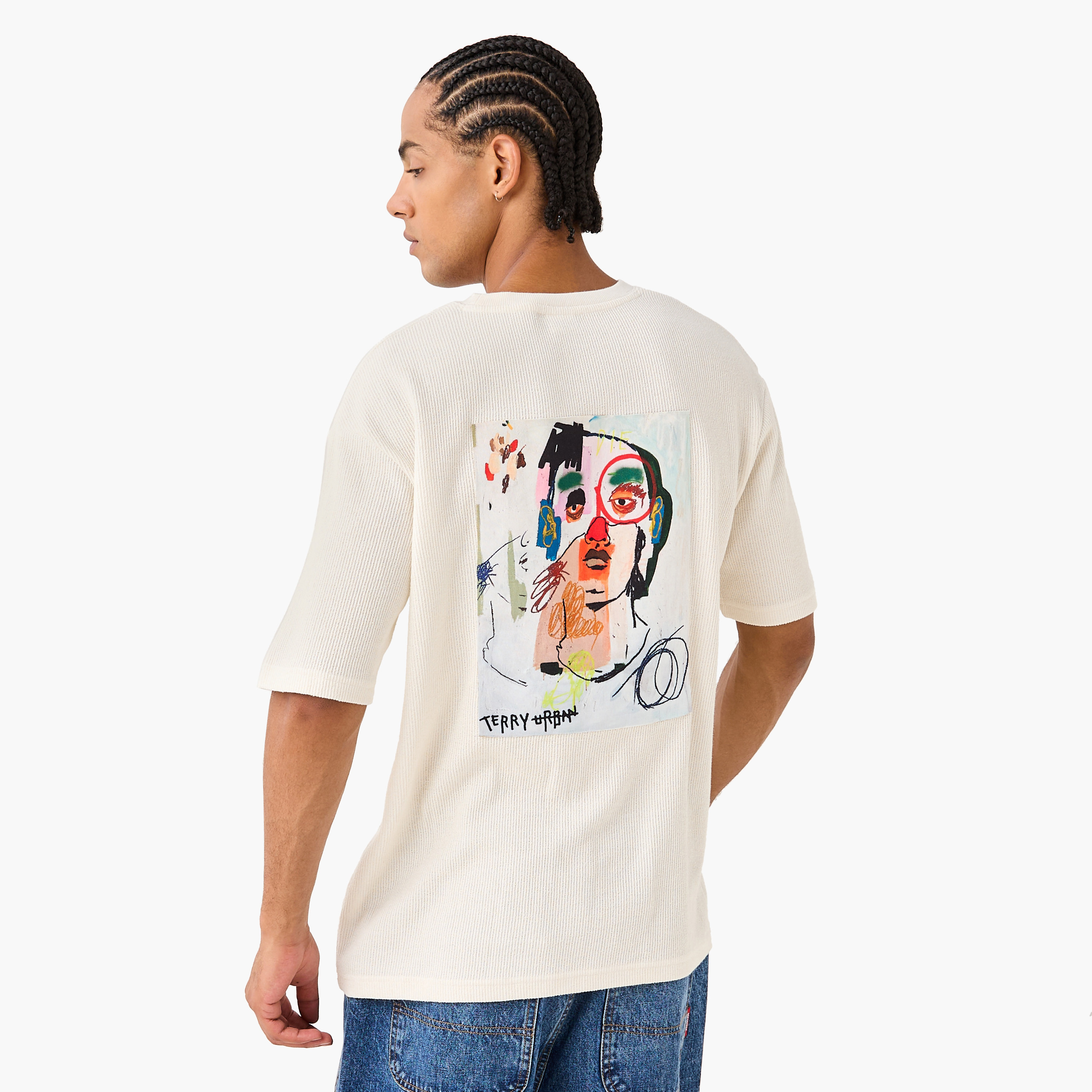 تيشيرت تيري أوربان رجالي بقصة مريحة ورقبة دائرية وأكمام قصيرة-men-clothing-tshirtsandpolos-tshirts-image-1