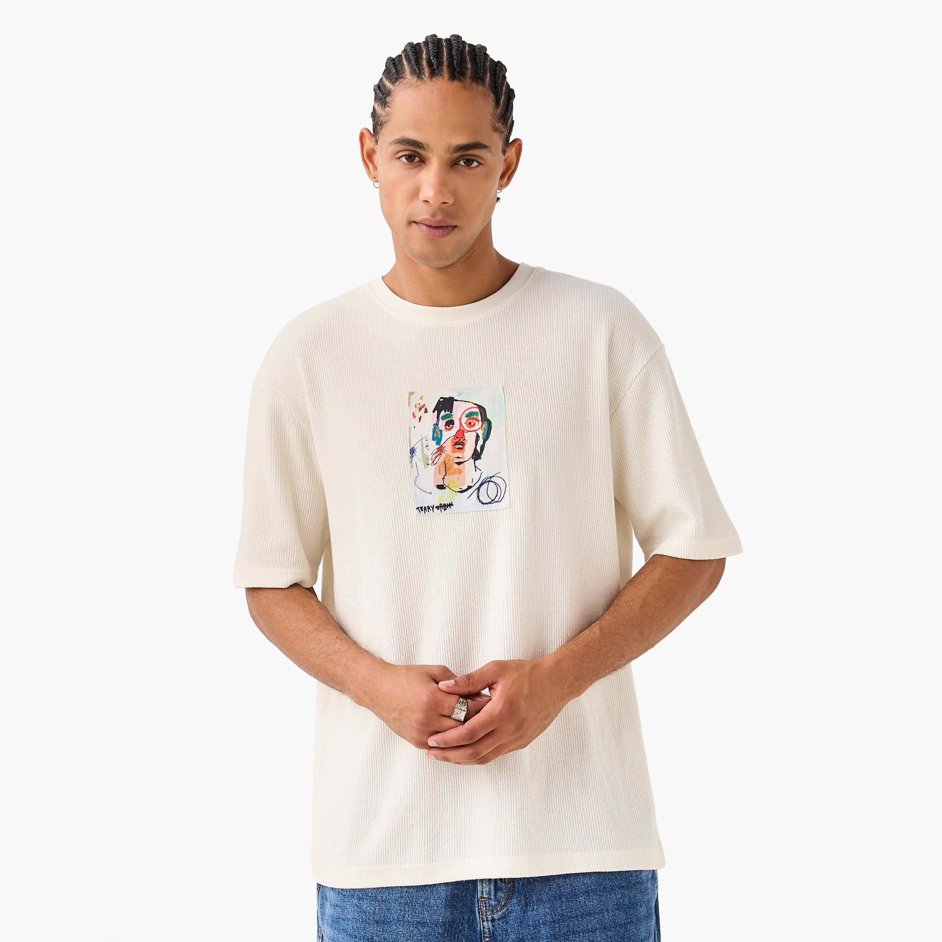 تيشيرت تيري أوربان رجالي بقصة مريحة ورقبة دائرية وأكمام قصيرة-men-clothing-tshirtsandpolos-tshirts-image-3