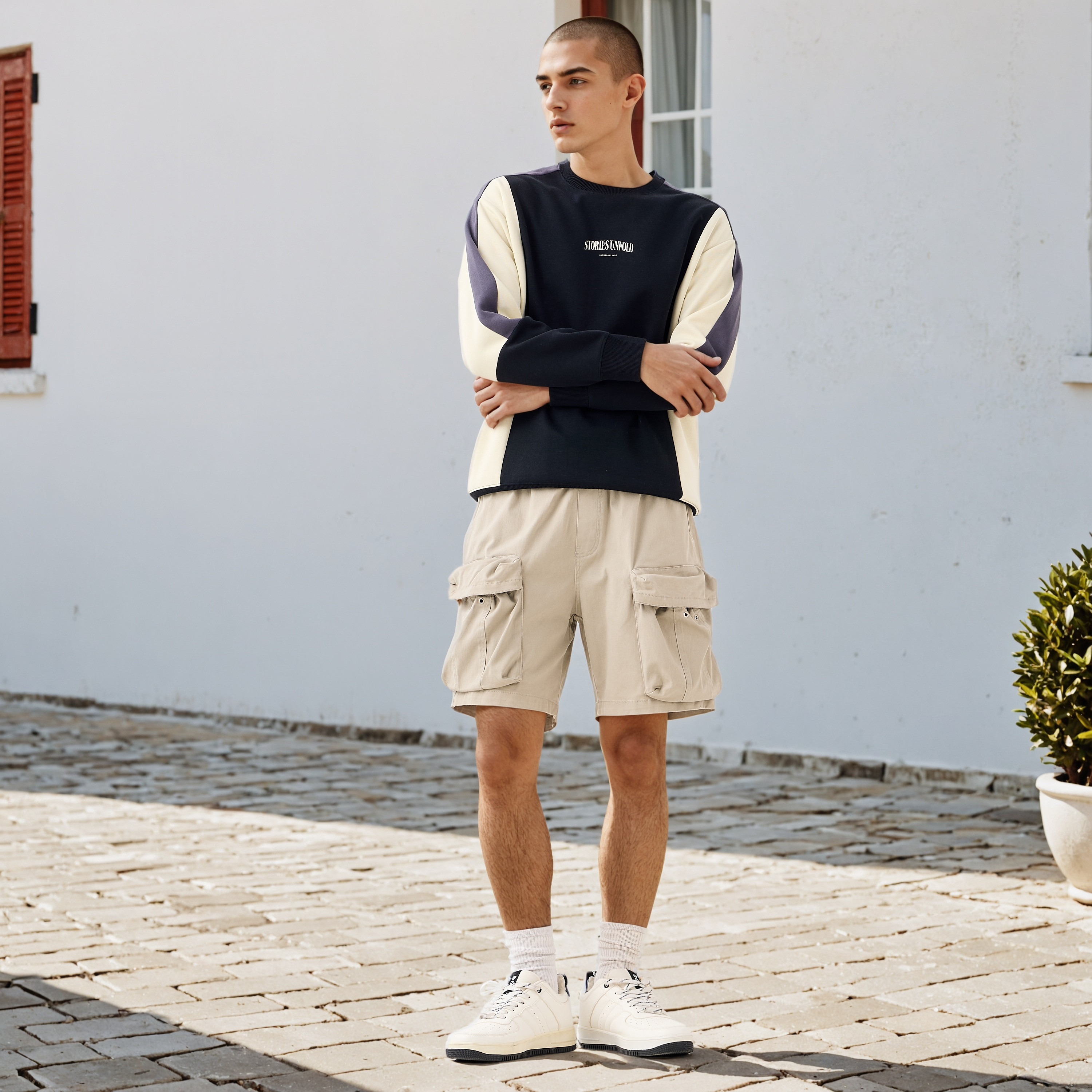 Flexi Waist Cargo Shorts with Pockets-men-clothing-bottoms-shorts-image-2