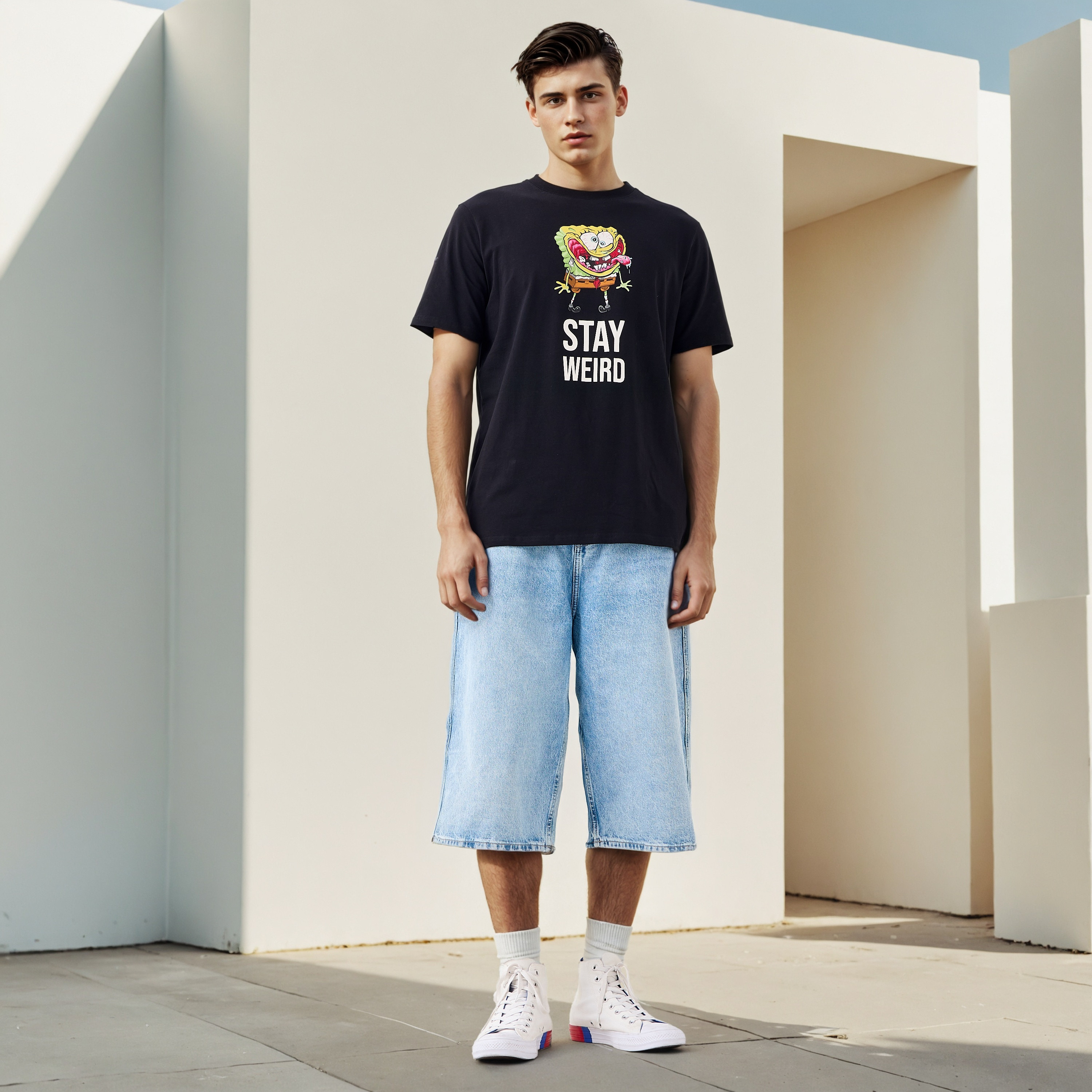 تيشيرت بقصّة عادية وطبعات سبونج بوب-men-clothing-tshirtsandpolos-tshirts-image-2