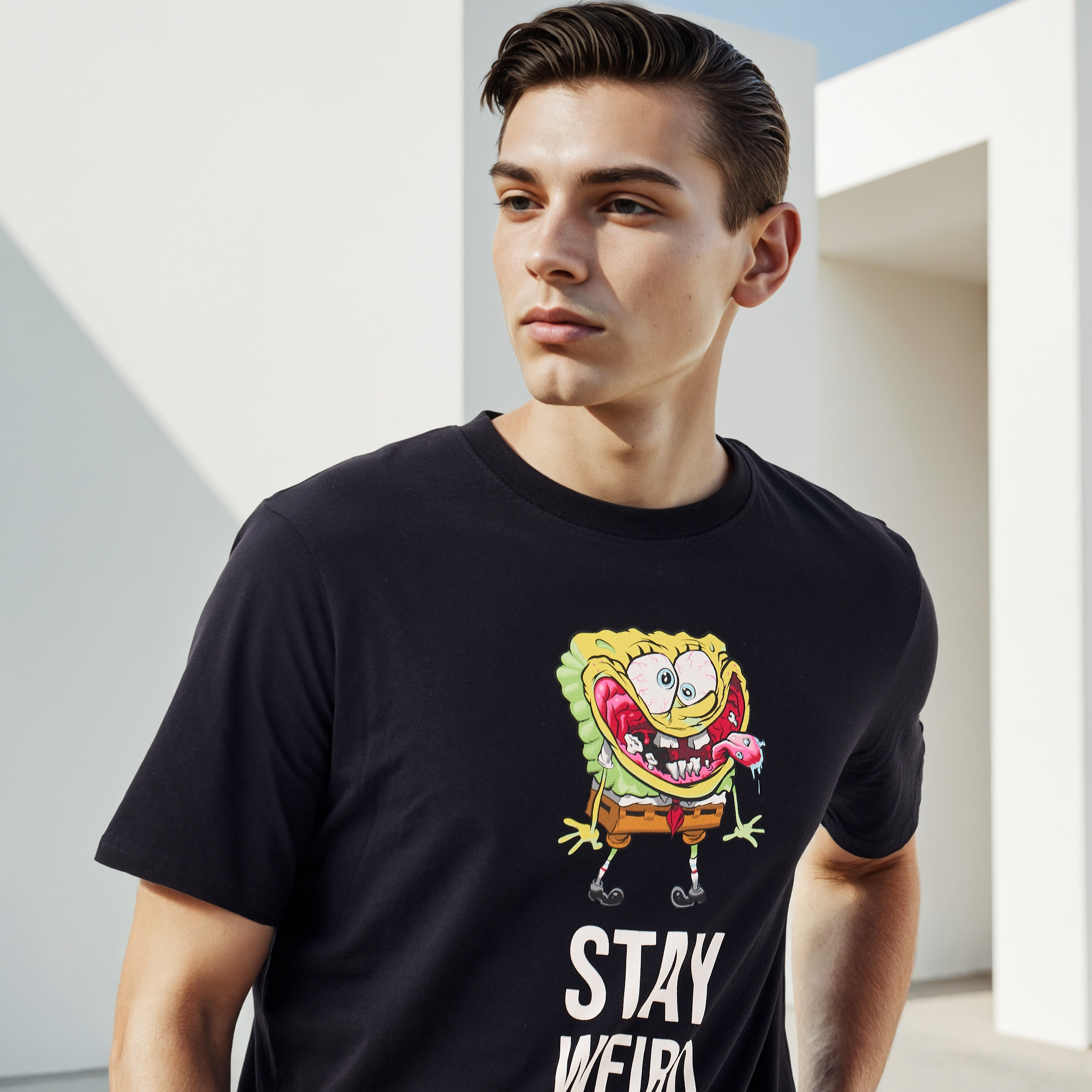 تيشيرت بقصّة عادية وطبعات سبونج بوب-men-clothing-tshirtsandpolos-tshirts-image-5