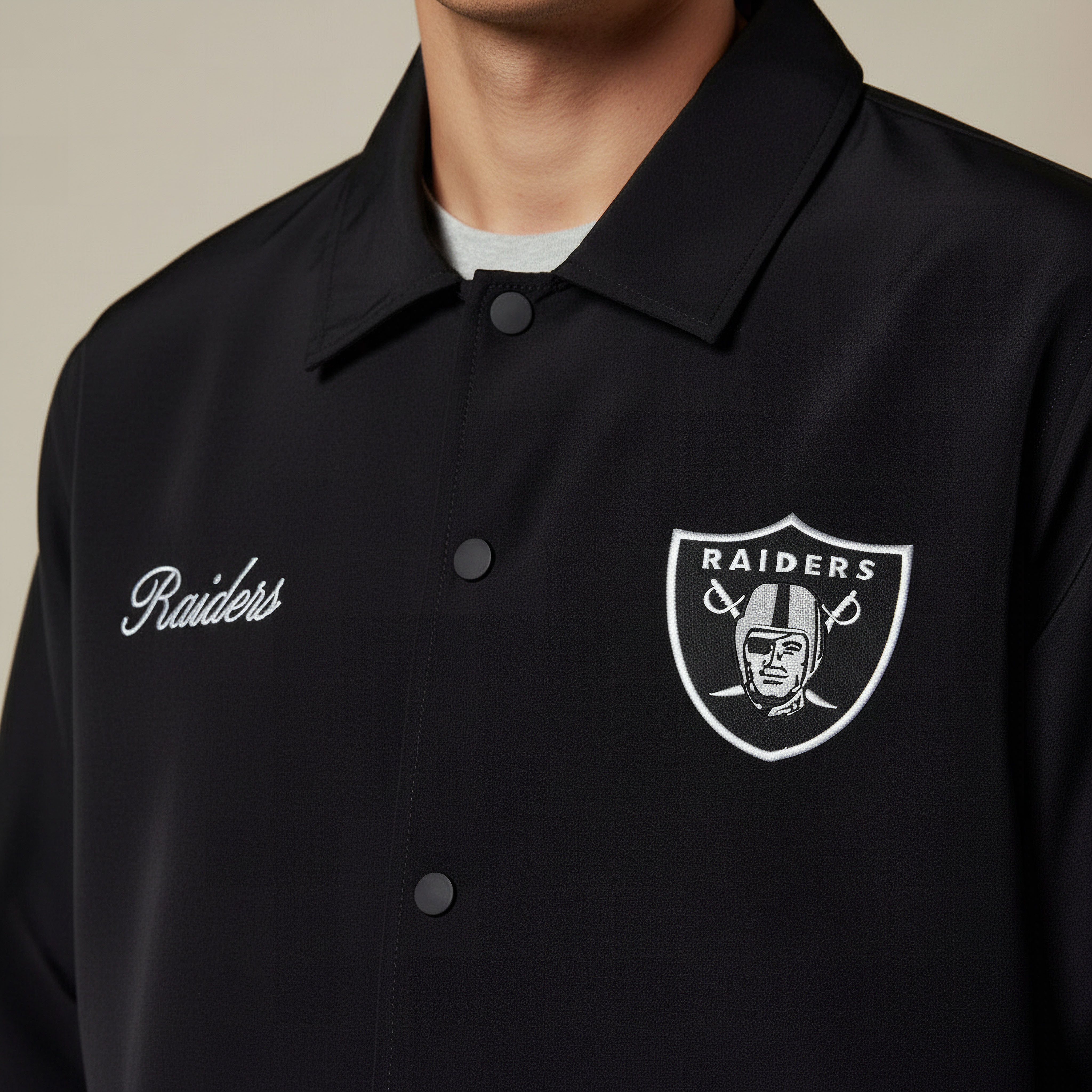 Men Relaxed Fit Raiders Logo Embroidered Coach Jacket-men-clothing-jacketsandblazers-jackets-image-4