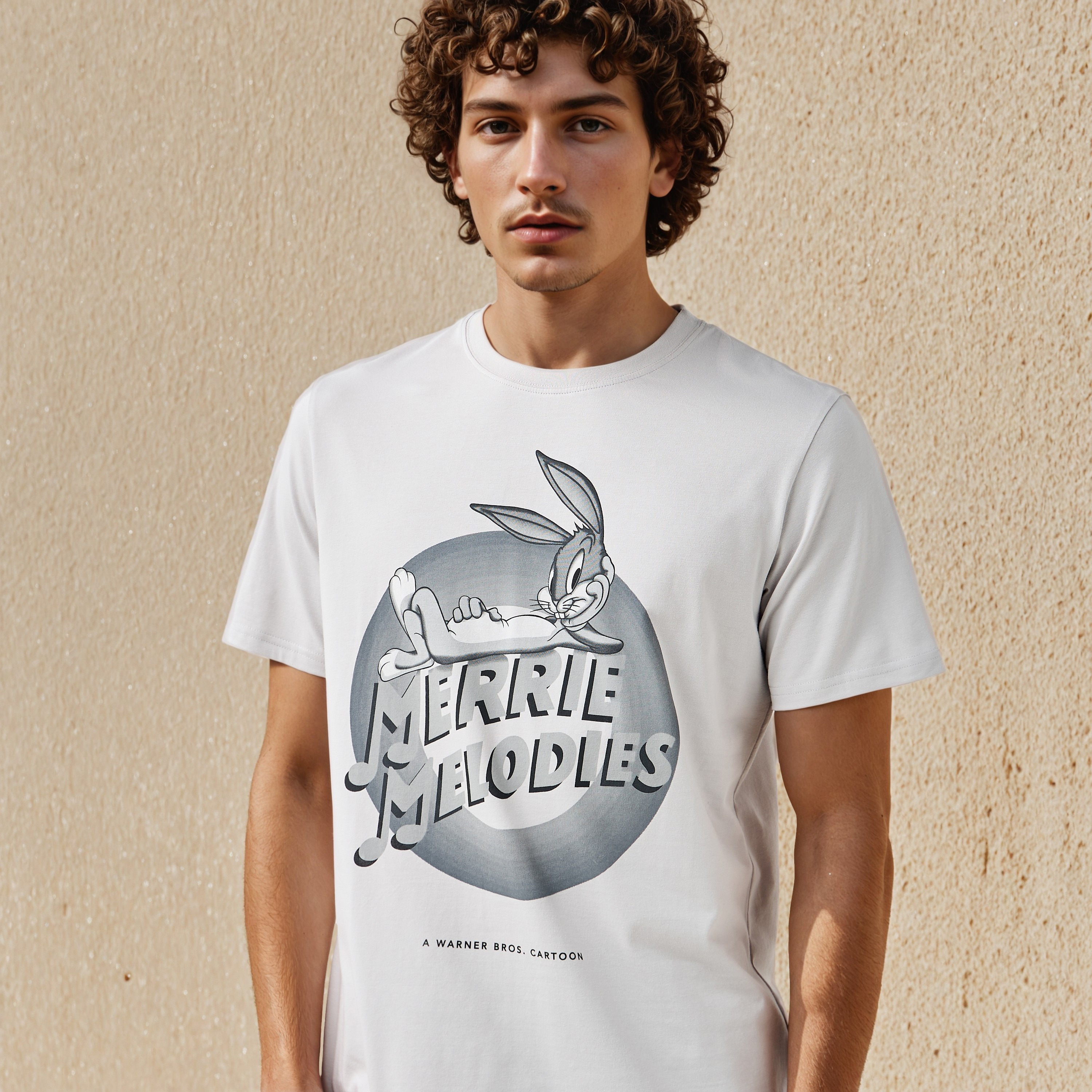 تيشيرت بياقة ضيقة وأكمام قصيرة وطبعات لوني تيونز للرجال-men-clothing-tshirtsandpolos-tshirts-image-4