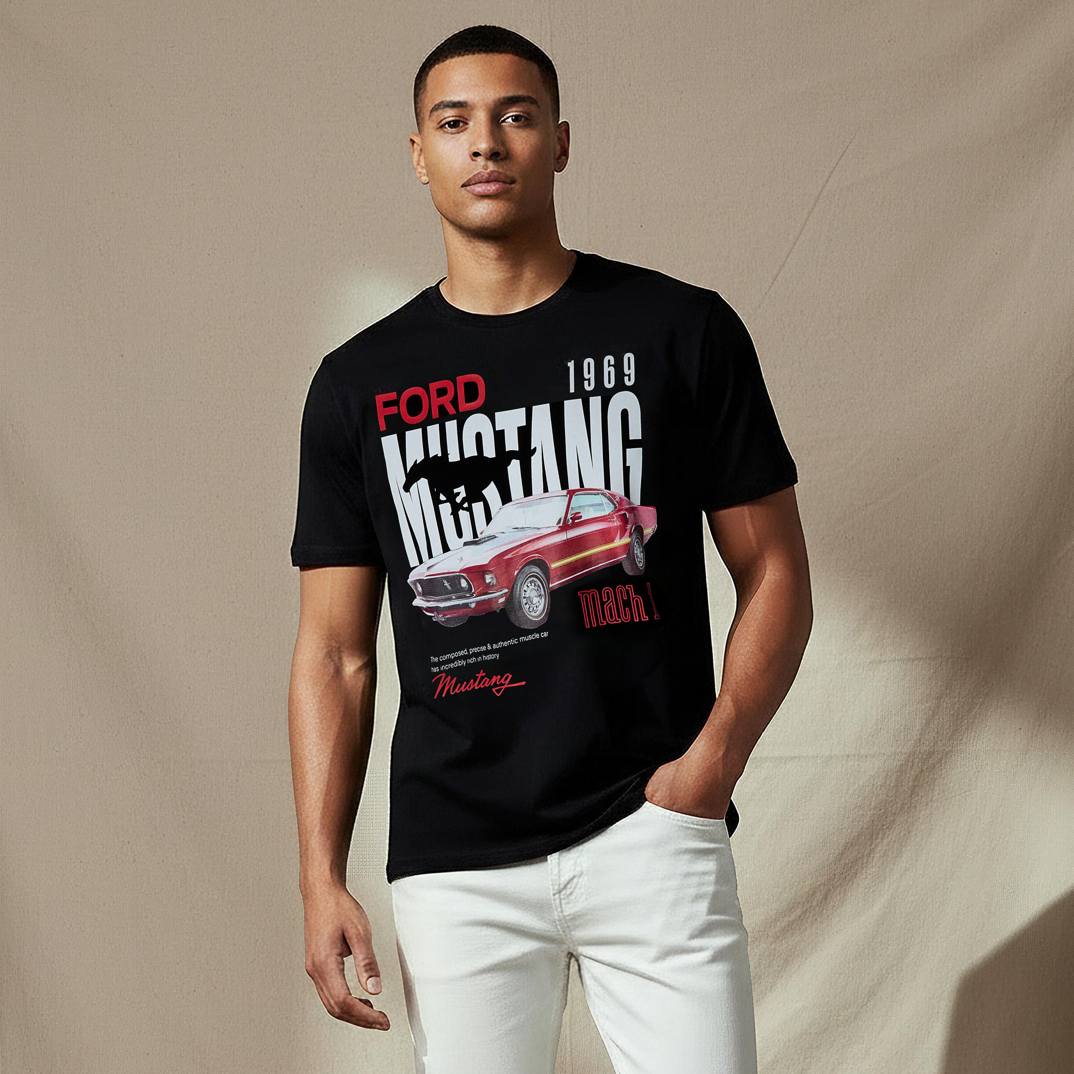 Ford Mustang Men Regular Fit Crew Neck Short Sleeves T-shirt-men-clothing-tshirtsandpolos-tshirts-image-1