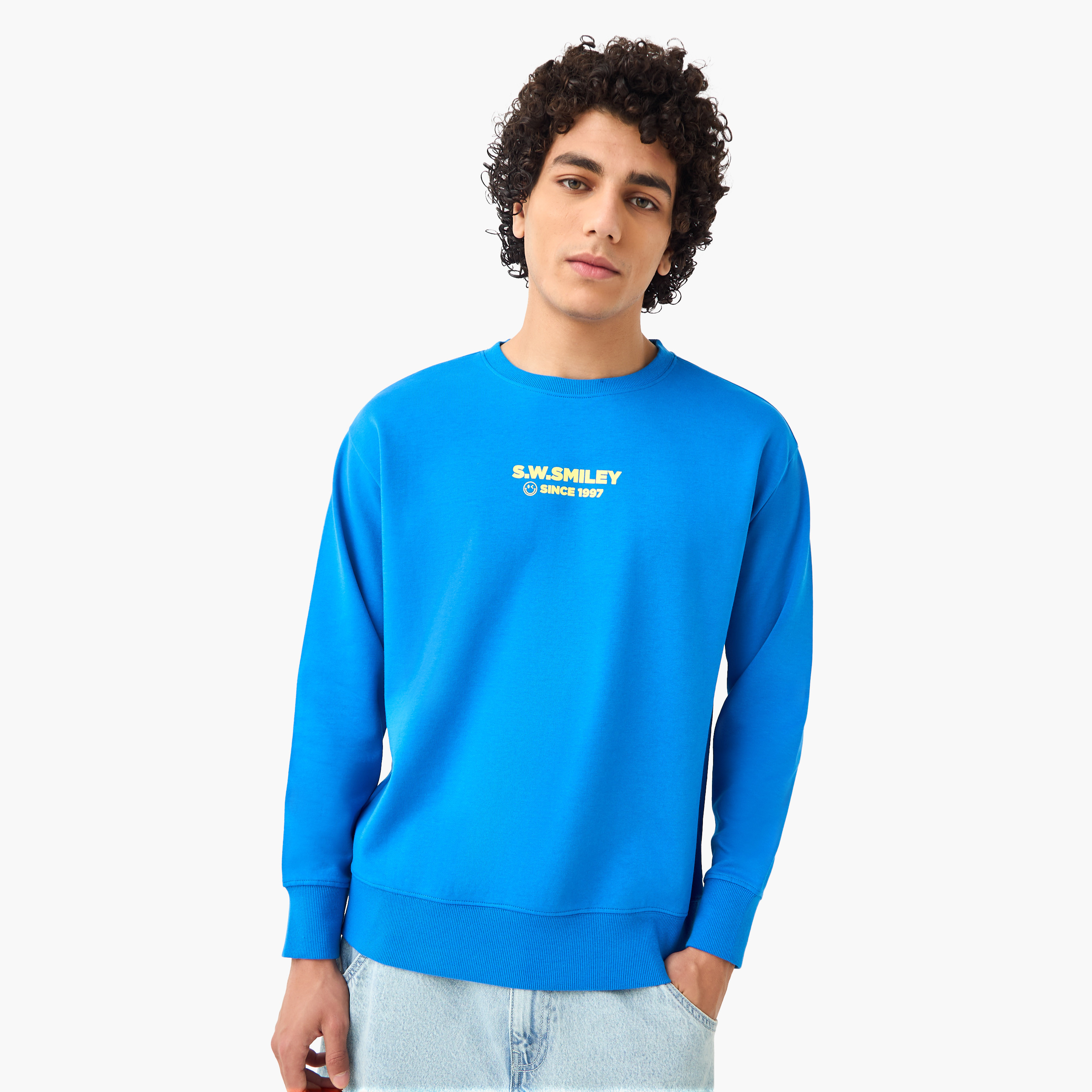 Smiley Men Regular Fit Sweatshirt-men-winterwear-hoodiesandsweatshirts-image-2