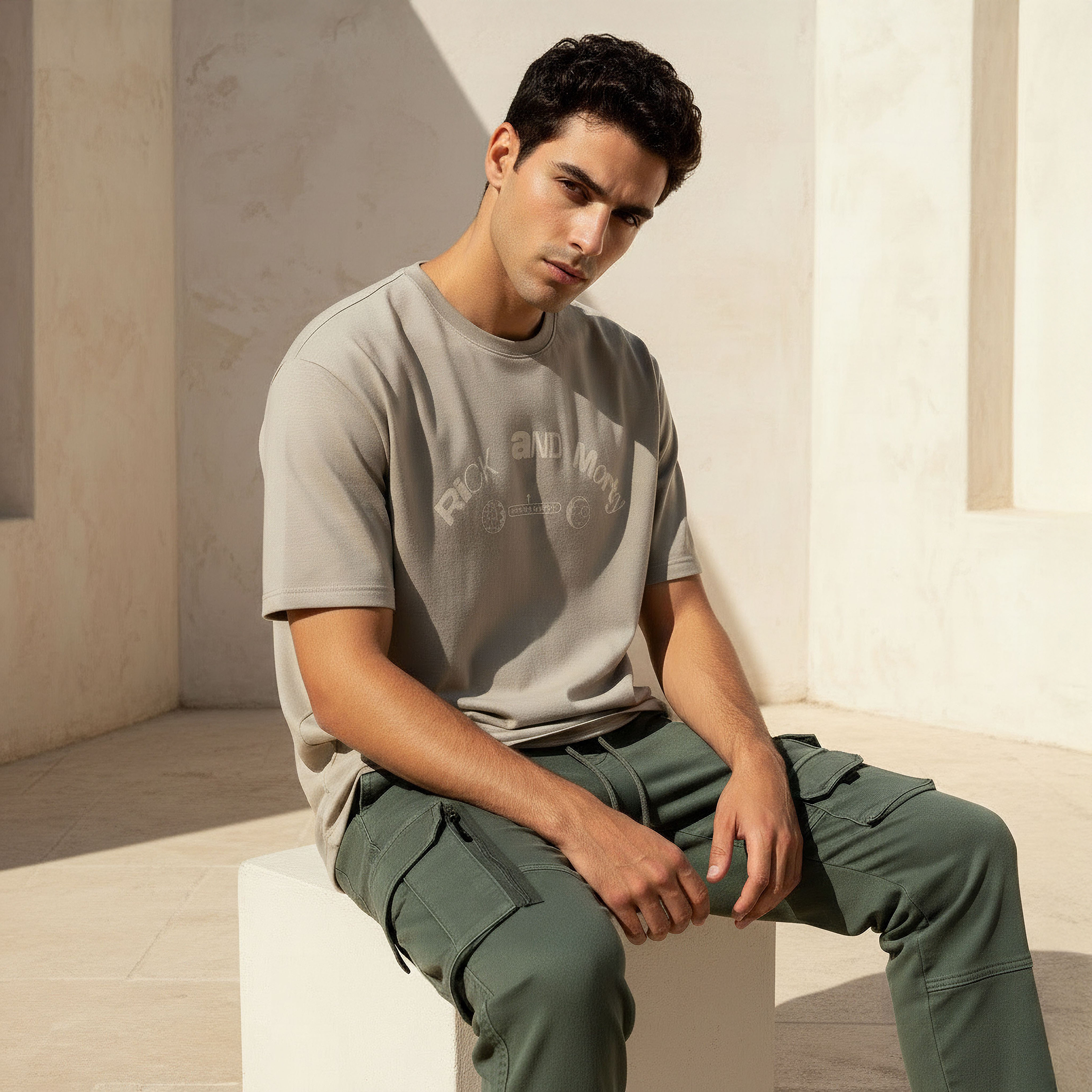 تي شيرت للرجال بطبعة ريك آند مورتي بأكمام قصيرة وياقة دائرية وقصة مريحة-men-clothing-tshirtsandpolos-tshirts-image-1
