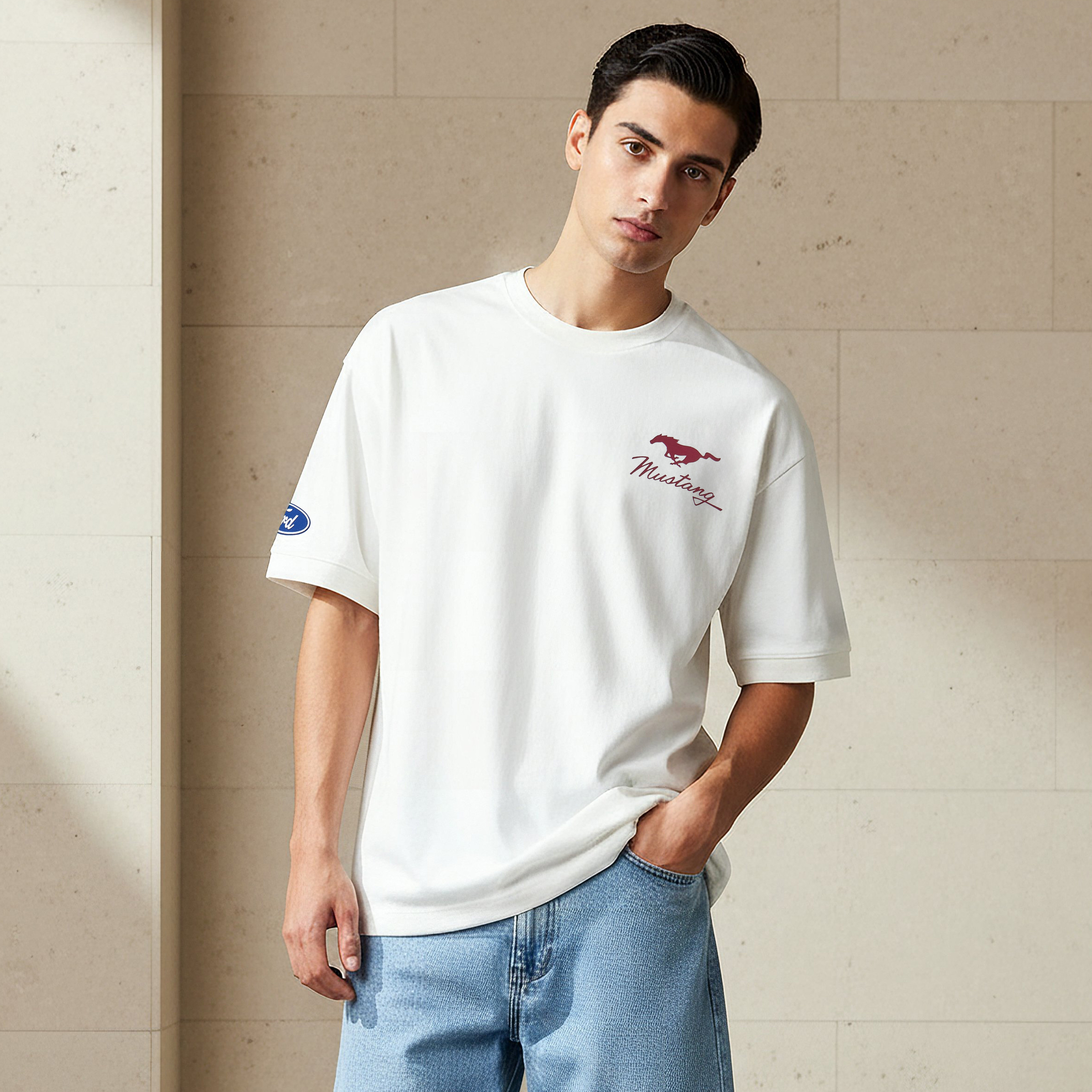 Men Regular Fit Crew Neck Short Sleeves Mustang Print T-shirt-PROMO_SP_QA_RGCC_BUY2FOR109_040325-image-1