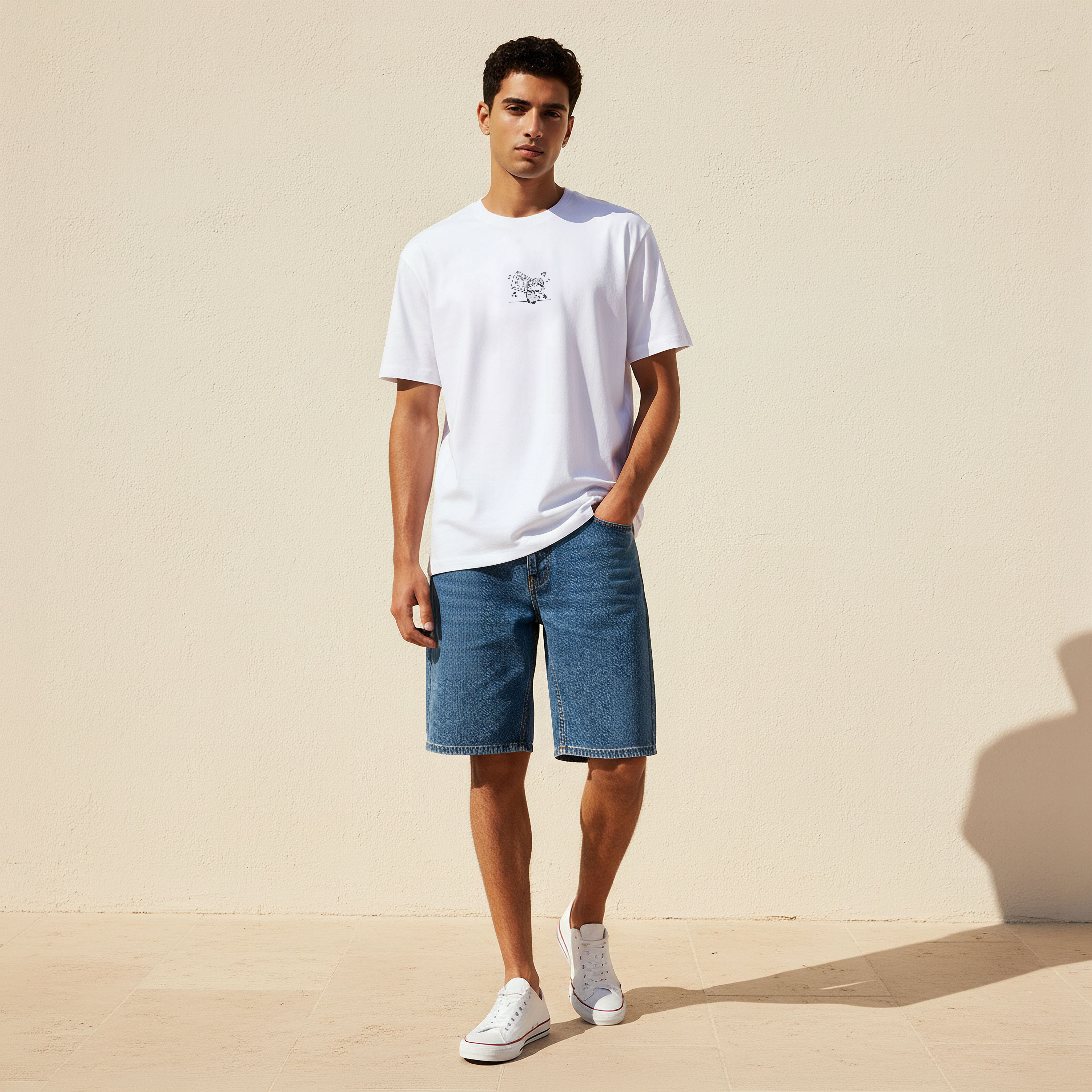 تيشيرت رجالي بقصة عادية وطبعات مينينز وياقة ضيقة وأكمام قصيرة-men-clothing-tshirtsandpolos-tshirts-image-4