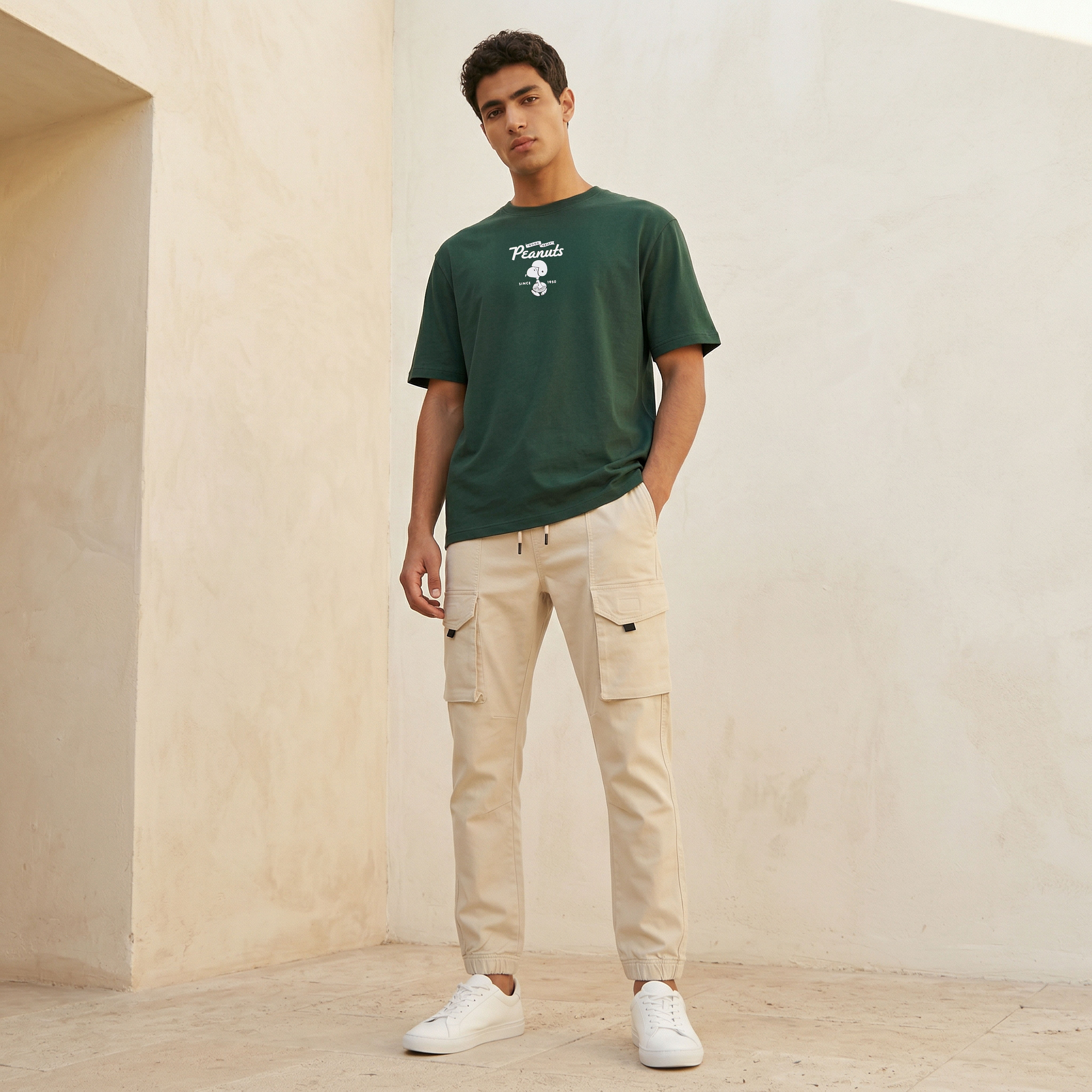 Men Regular Fit Crew Neck Short Sleeves Peanuts Print T-shirt-PROMO_SP_QAT_1_BUY2FORQAR59_130625-image-4
