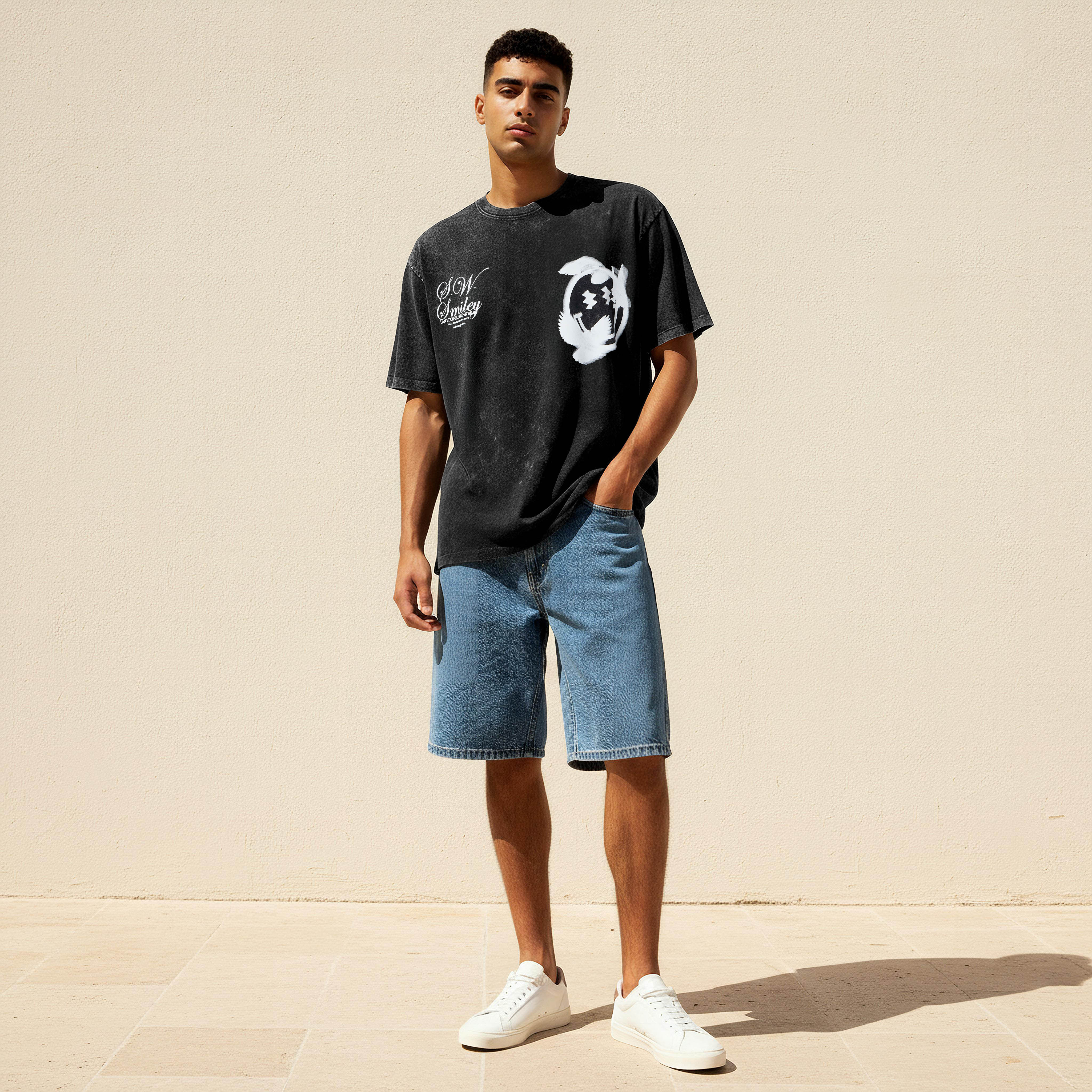 Men Regular Fit Crew Neck Short Sleeve SmileyWorld Print T-shirt-men-clothing-tshirtsandpolos-tshirts-image-3