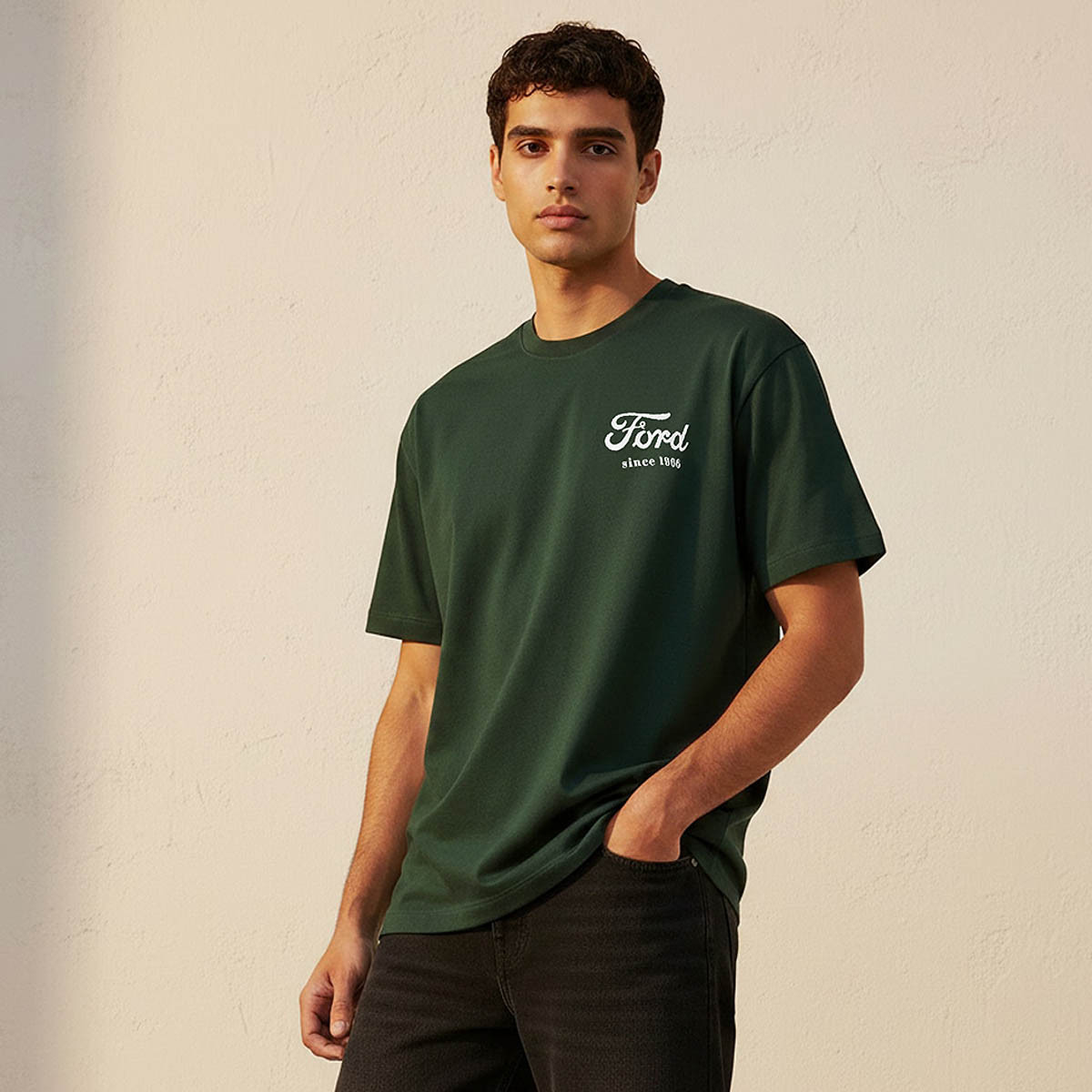 Ford Mustang Regular Fit Crew Neck Short Sleeves Printed T-shirt-men-clothing-tshirtsandpolos-tshirts-image-1