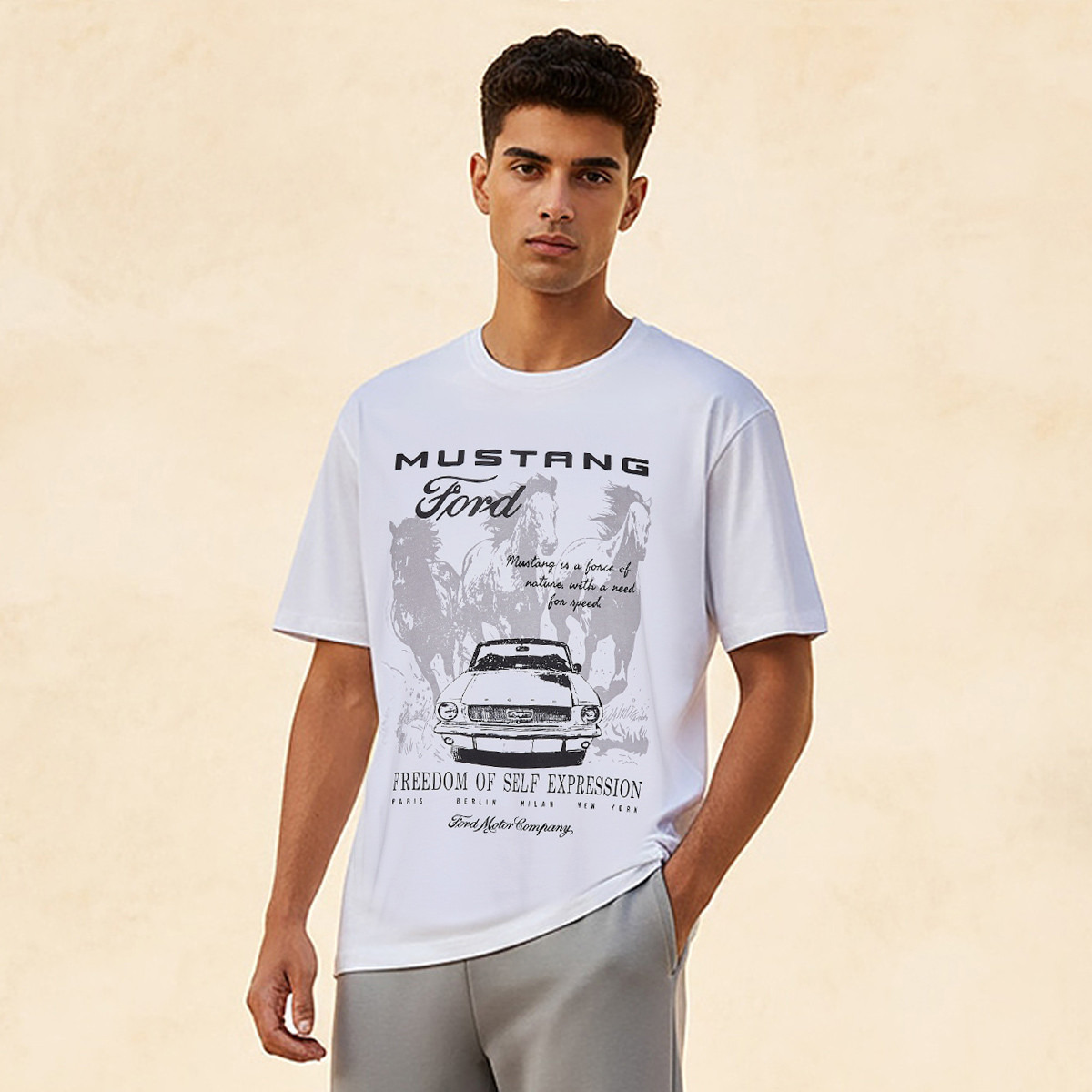 Ford Mustang Men Regular Fit Crew Neck Short Sleeve T-shirt-men-clothing-tshirtsandpolos-tshirts-image-1
