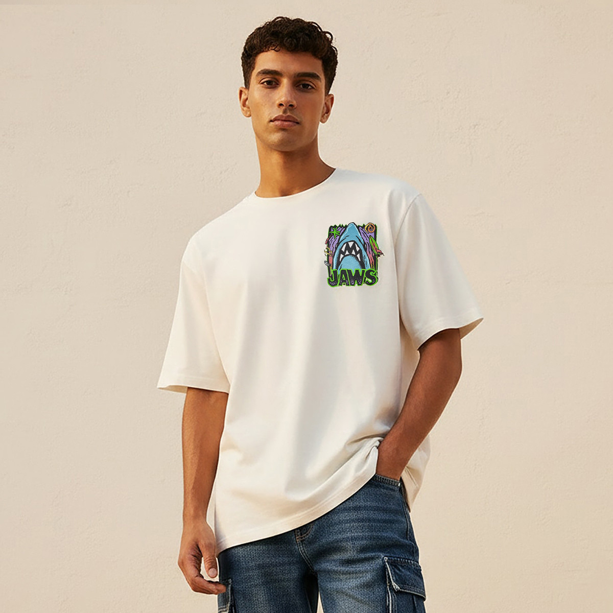 Jaws Men Regular Fit Crew Neck Short Sleeve T-shirt-men-clothing-tshirtsandpolos-tshirts-image-1