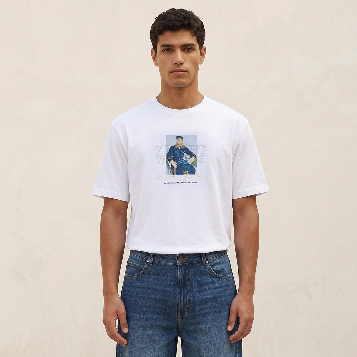 تيشيرت بياقة دائرية وأكمام قصيرة بقصة عادية من فان جوخ-men-clothing-tshirtsandpolos-tshirts-image-5