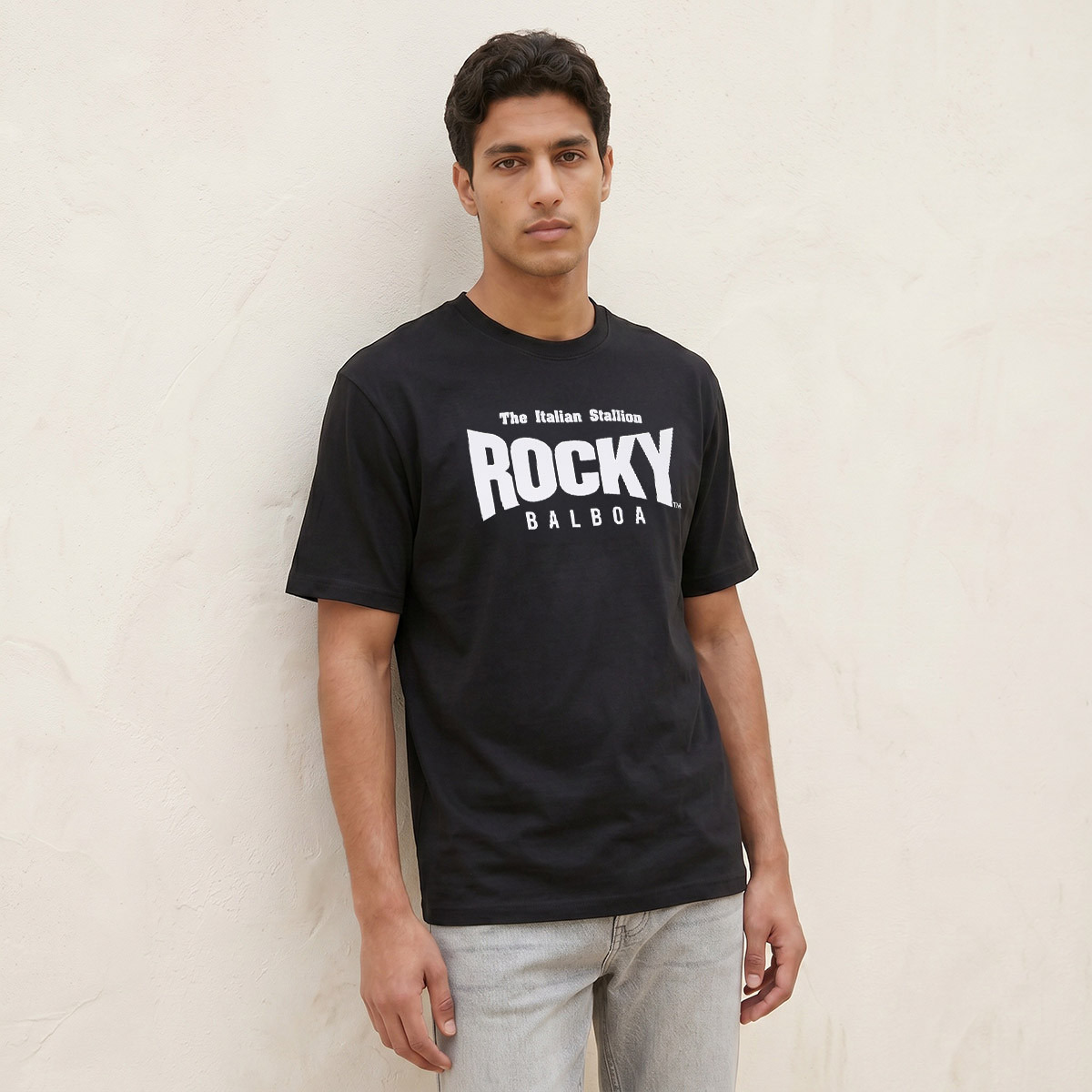 تيشيرت بياقة ضيقة وقصة عادية وأكمام قصيرة من روكي بالبوا-men-clothing-tshirtsandpolos-tshirts-image-1