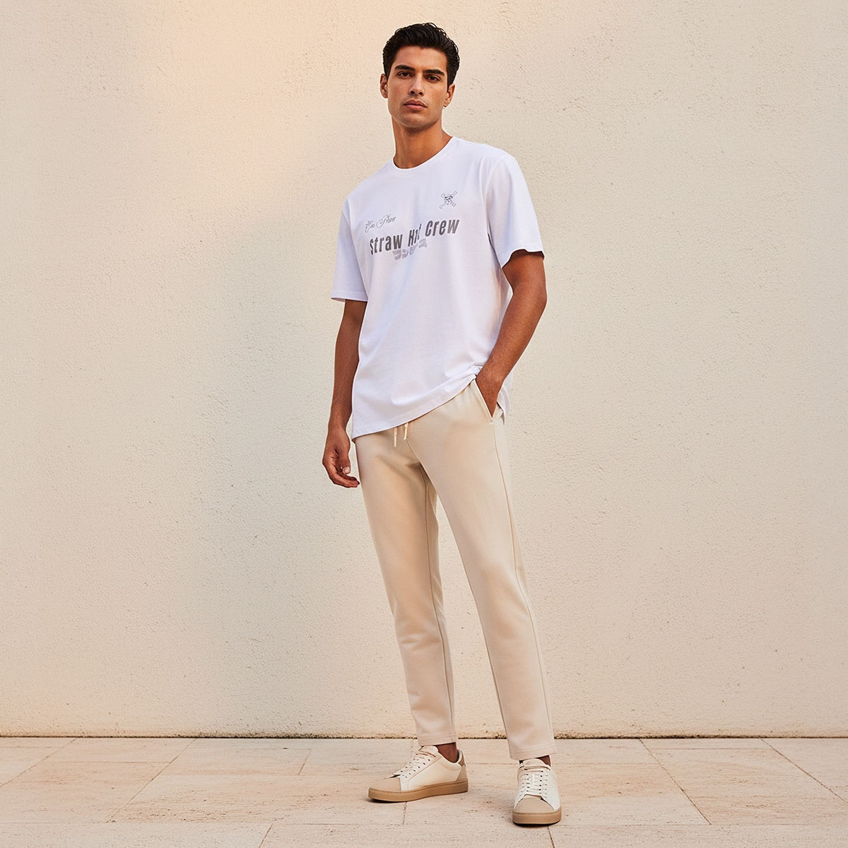 تيشيرت بقصة عادية وياقة ضيقة وأكمام قصيرة وطبعات ون بيس-men-clothing-tshirtsandpolos-tshirts-image-3