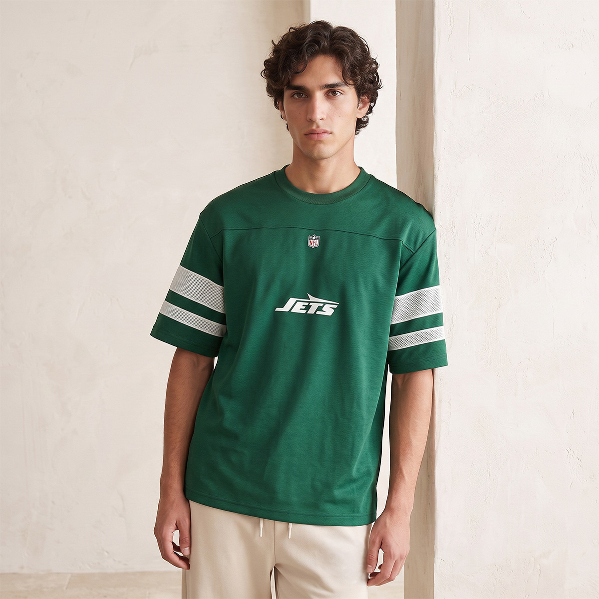 تيشيرت جيرسي بياقة ضيقة وقصة عادية من نيو يورك جيتس-men-clothing-tshirtsandpolos-tshirts-image-1
