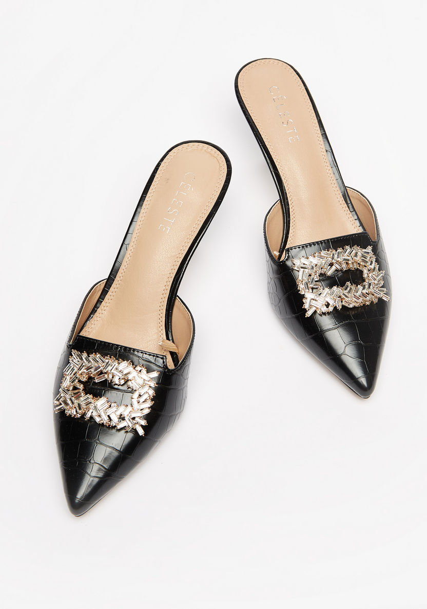 Celeste Women's Embellished Pointed Toe Slip-On Shoes with Kitten Heels-Women%27s Heel Shoes-image-2
