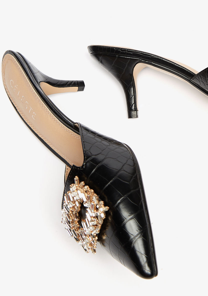 Celeste Women's Embellished Pointed Toe Slip-On Shoes with Kitten Heels-Women%27s Heel Shoes-image-3