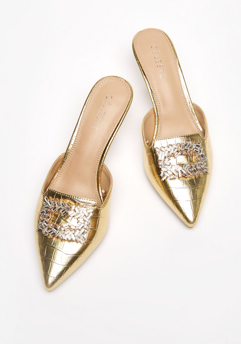 Celeste Women's Embellished Pointed Toe Slip-On Shoes with Kitten Heels-Women%27s Heel Shoes-image-2