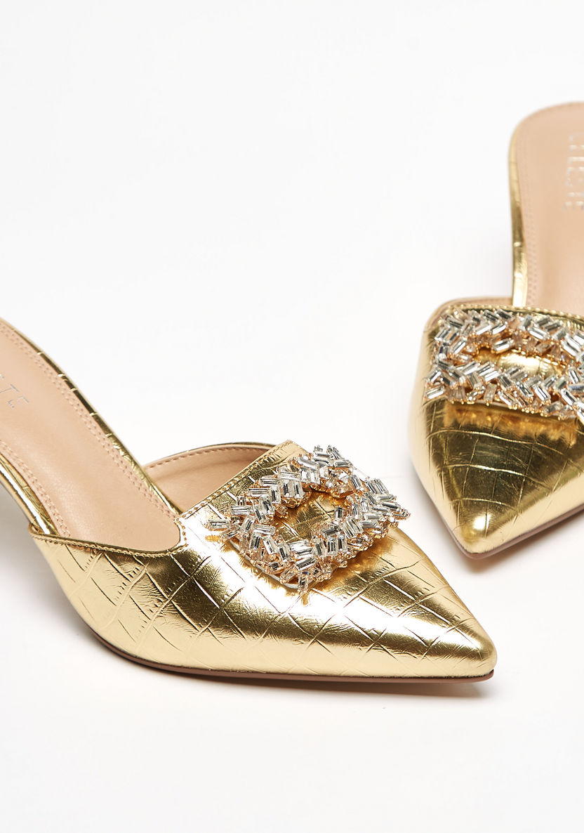 Celeste Women's Embellished Pointed Toe Slip-On Shoes with Kitten Heels-Women%27s Heel Shoes-image-5