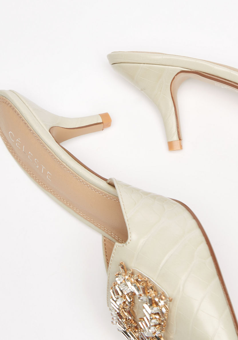Celeste Women's Embellished Pointed Toe Slip-On Shoes with Kitten Heels-Women%27s Heel Shoes-image-3