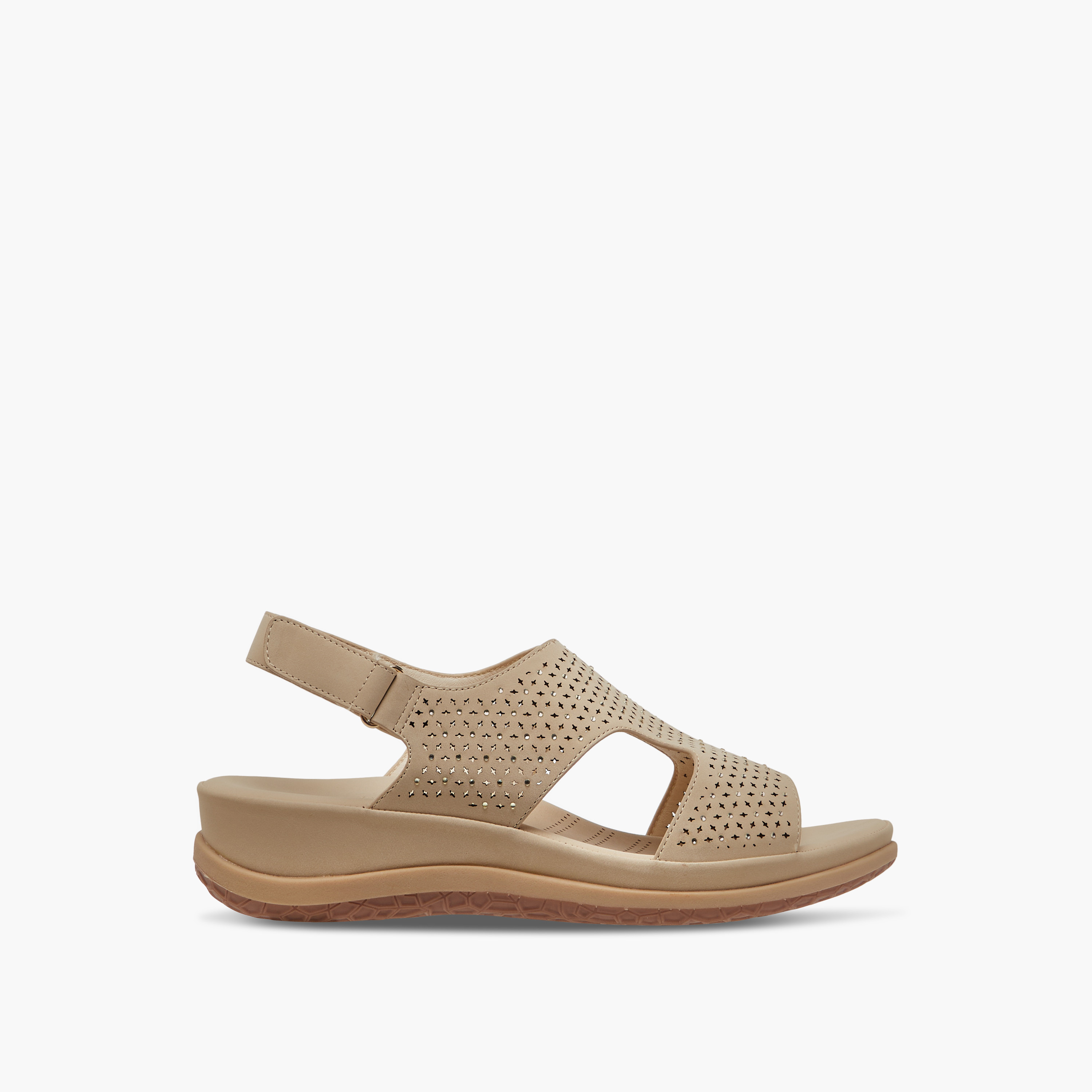 Le Confort Laser Cut Detail Comfort Sandals with Hook and Loop Closure-women-shoes-flats-sandals-image-3