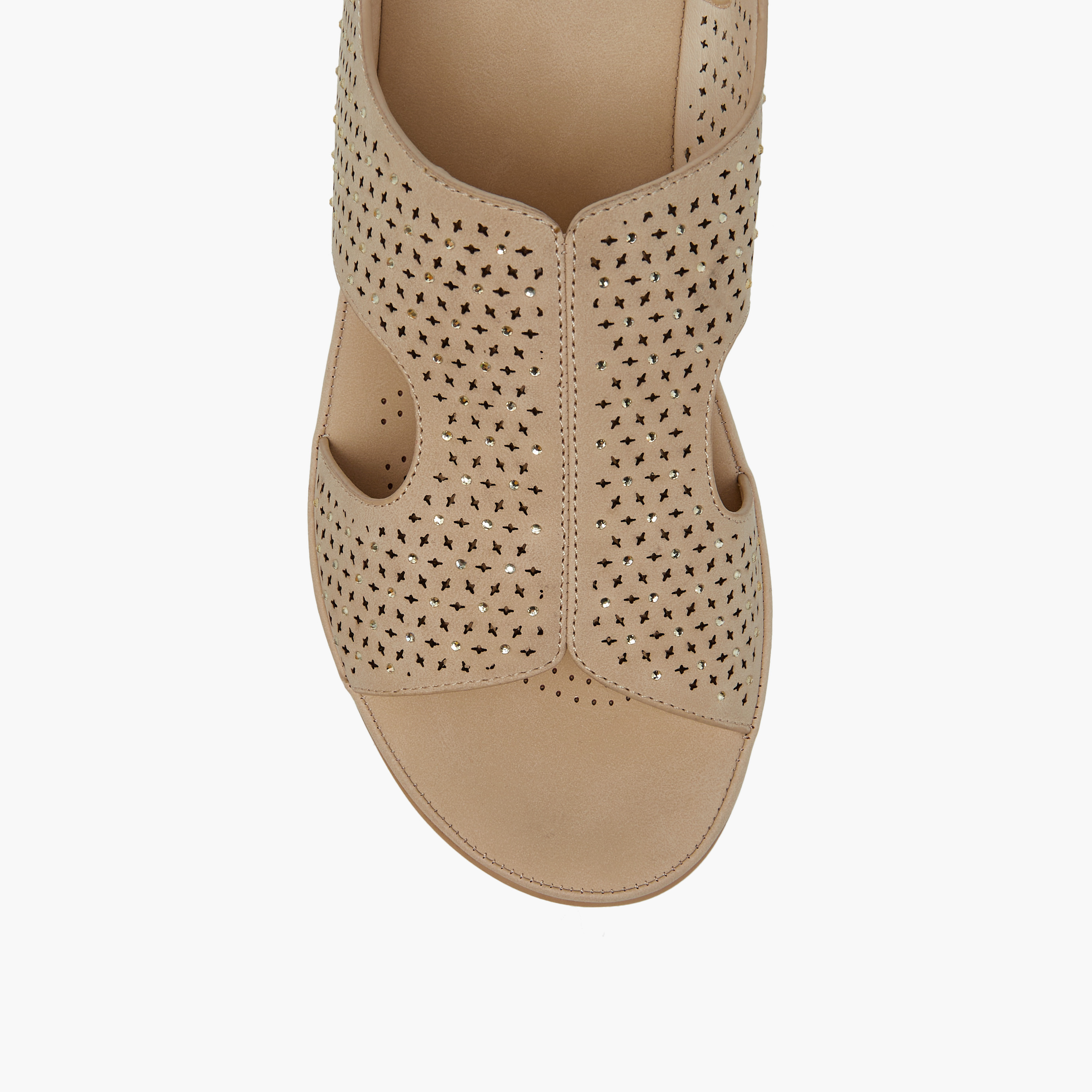 Le Confort Laser Cut Detail Comfort Sandals with Hook and Loop Closure-women-shoes-flats-sandals-image-4