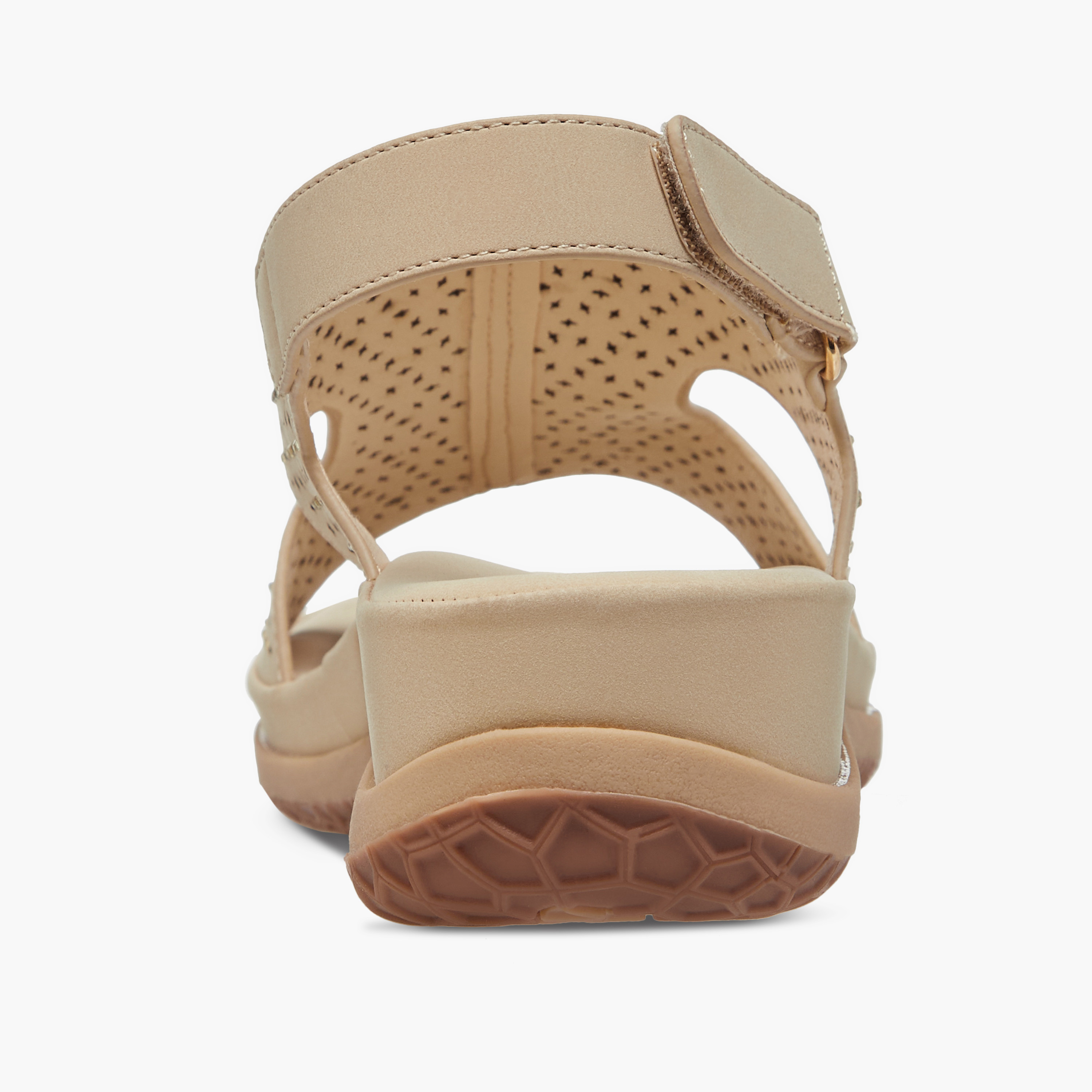 Le Confort Laser Cut Detail Comfort Sandals with Hook and Loop Closure-women-shoes-flats-sandals-image-5