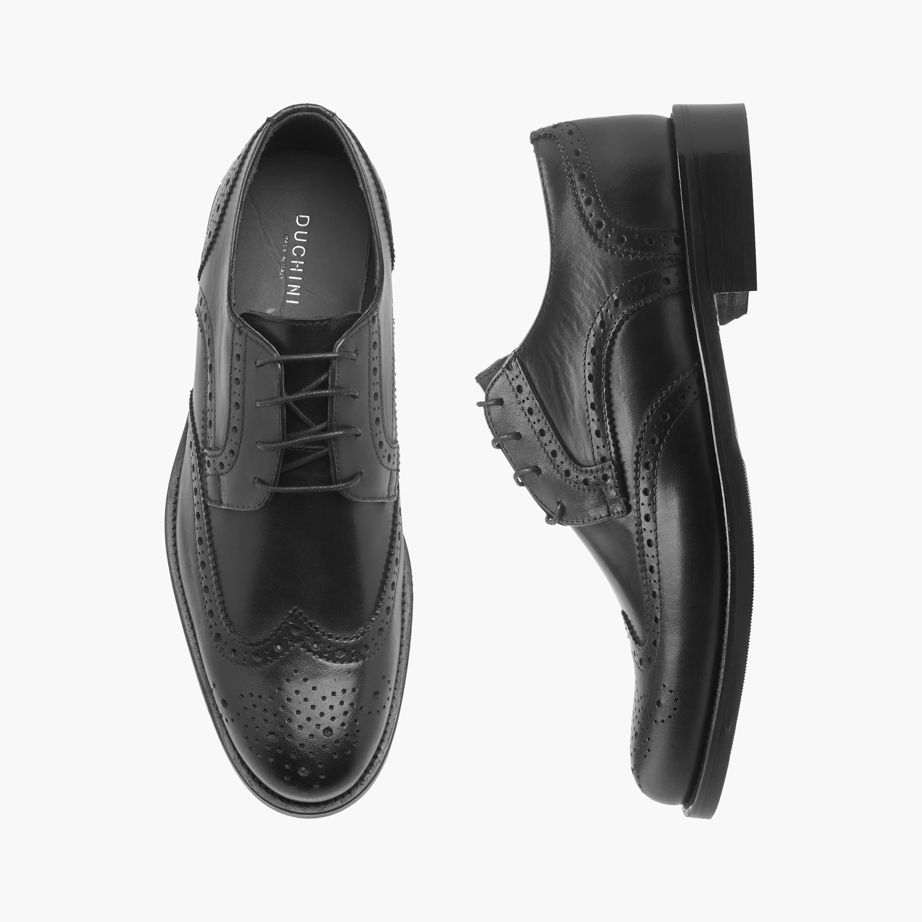 Duchini Men's Perforated Detail Lace-Up Derby Shoes-men-shoes-formalshoes-image-1