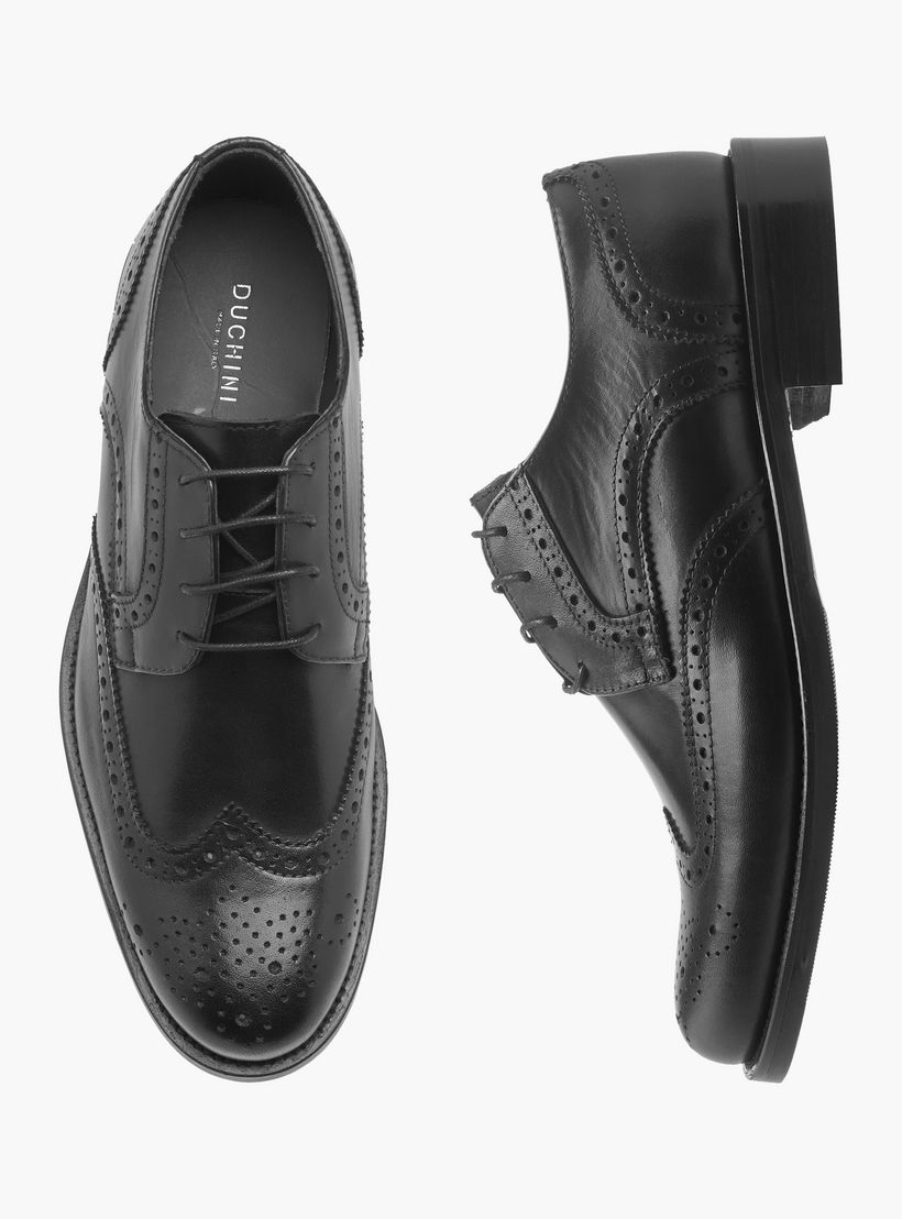 Duchini Men's Perforated Detail Lace-Up Derby Shoes-men-shoes-formalshoes-image-1
