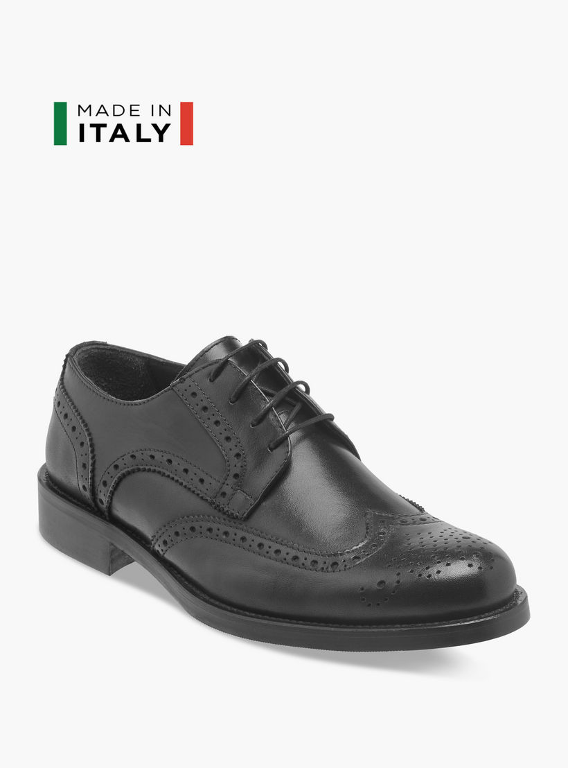 Duchini Men's Perforated Detail Lace-Up Derby Shoes-men-shoes-formalshoes-image-2