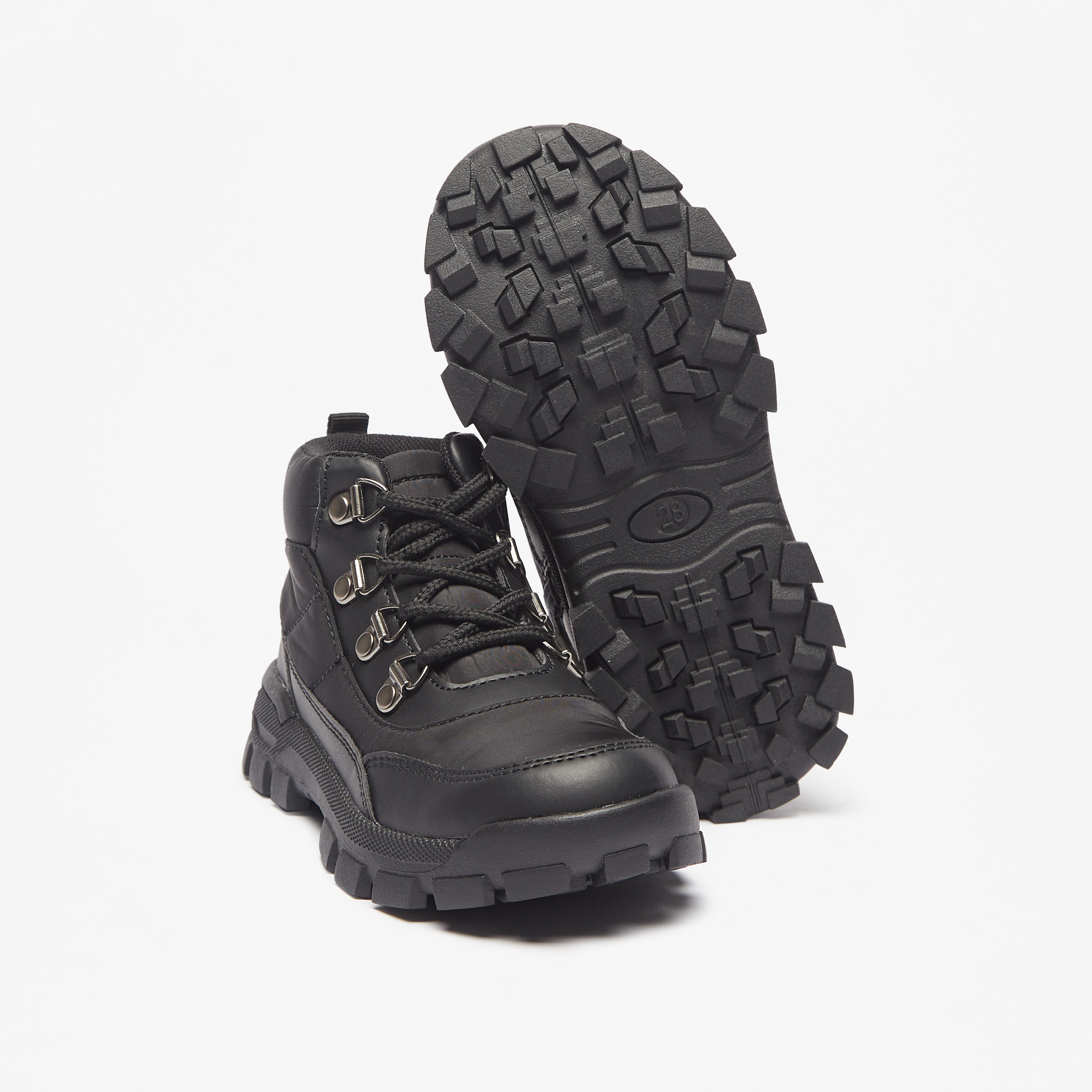 Juniors Textured High Cut Boots with Zip Closure-boys-shoes-boots-image-4
