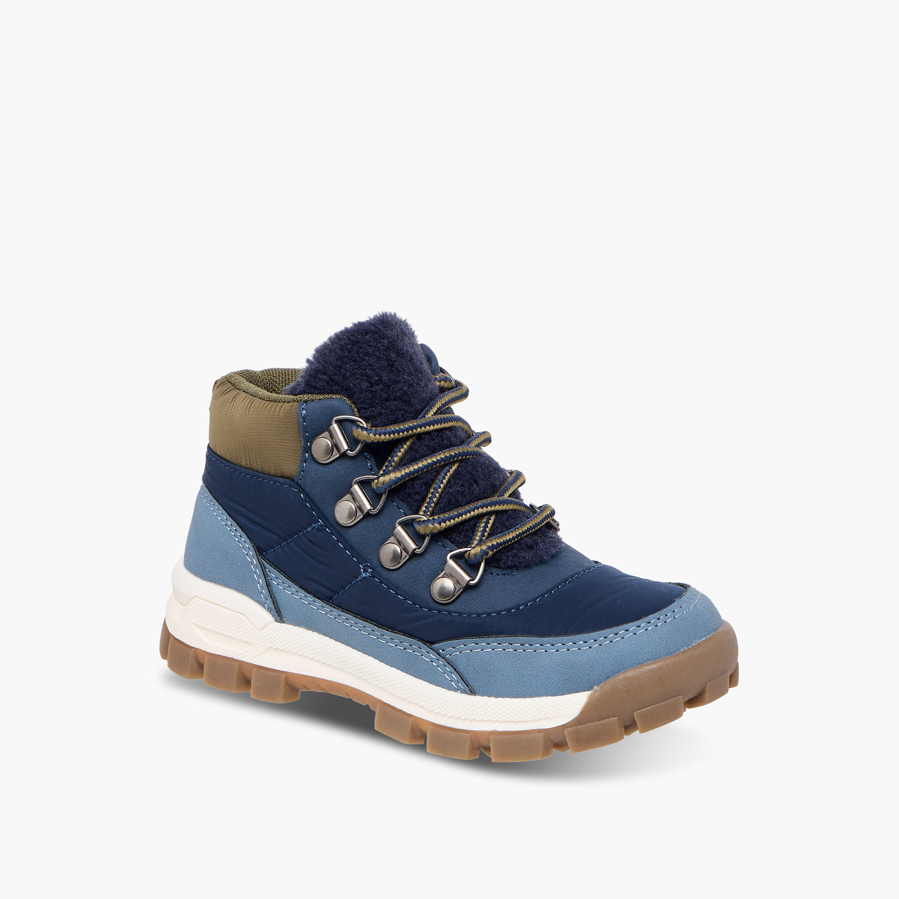 Juniors Textured High Cut Boots with Zip Closure-boys-shoes-boots-image-2