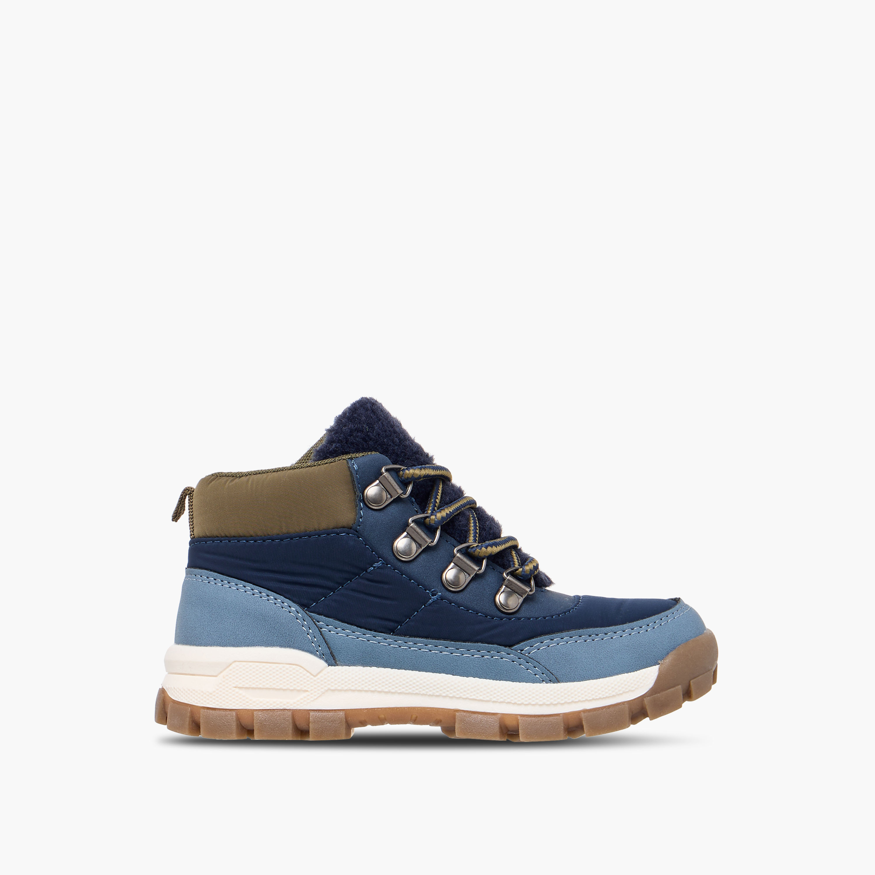 Juniors Textured High Cut Boots with Zip Closure-boys-shoes-boots-image-3