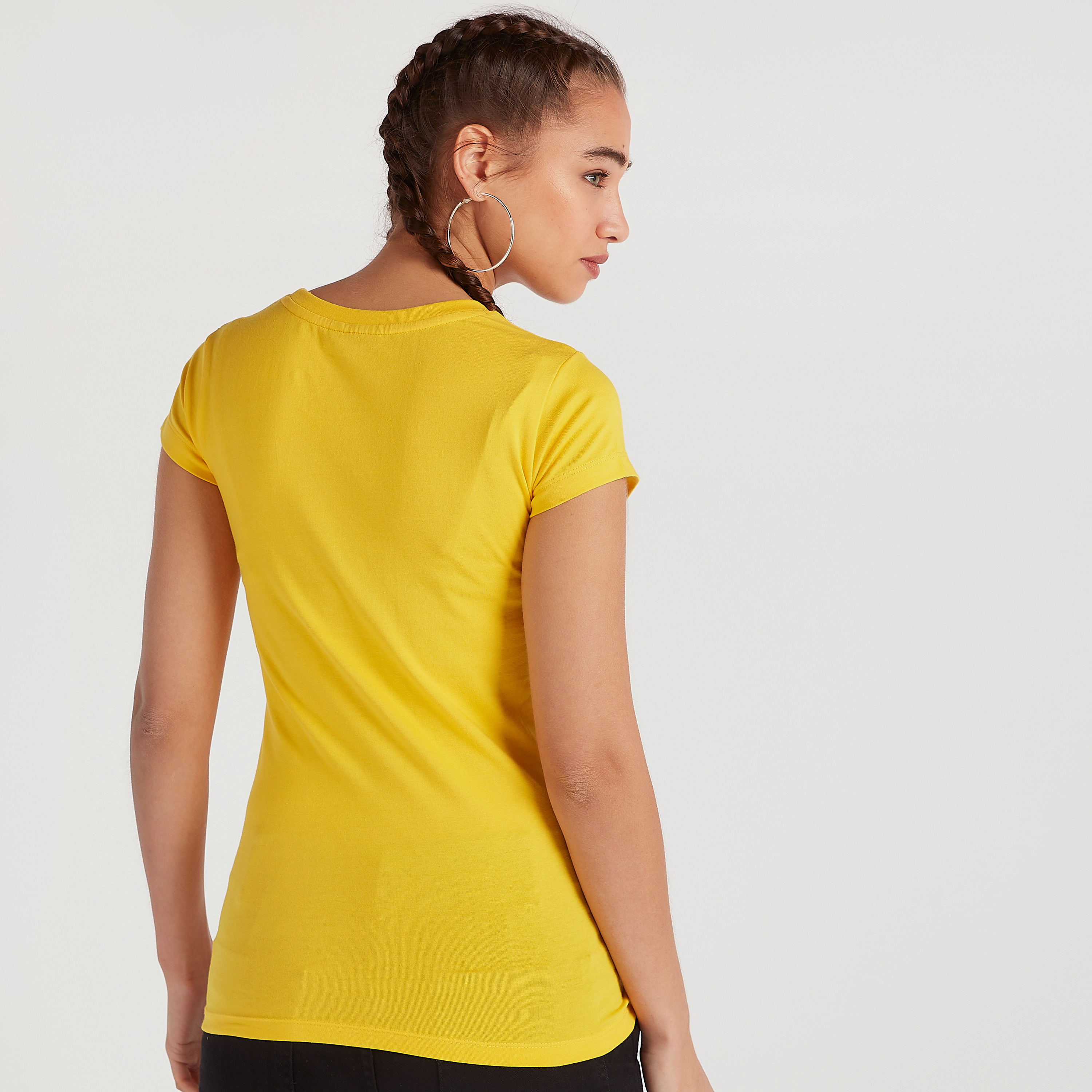Peanuts Print T-shirt with Cap Sleeves and Crew Neck-women-clothing-tshirts-image-4