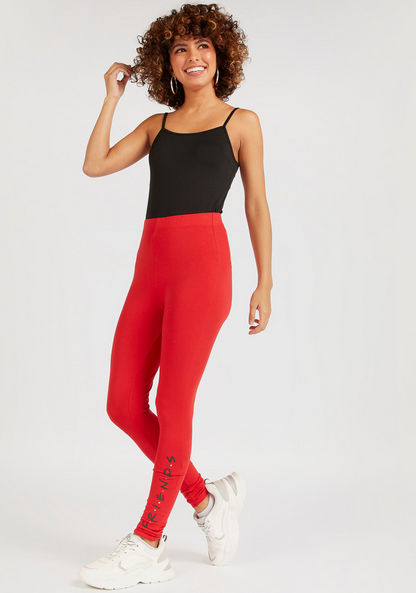 Friends Print Mid-Rise Leggings with Elasticated Waistband