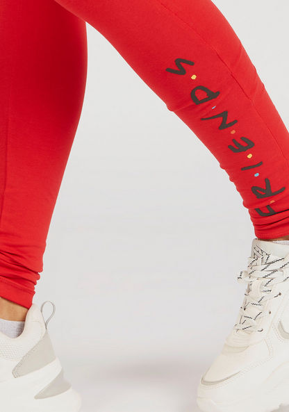 Friends Print Mid-Rise Leggings with Elasticated Waistband-Leggings-image-2