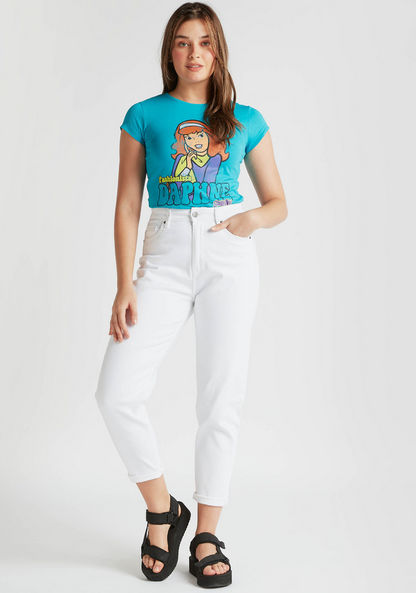 Daphne Blake Print T-shirt with Crew Neck and Cap Sleeves