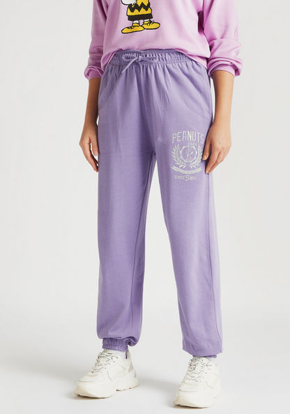 Peanuts Embroidered Mid-Rise Joggers with Drawstring