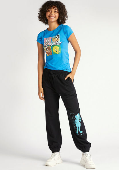 Looney Tunes Print Joggers with Drawstring Closure and Pockets
